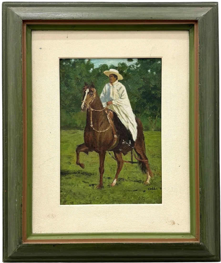 ELMER COBBA (20th c, Peruvian) Impressionist Figure On Horseback (1 of 4)