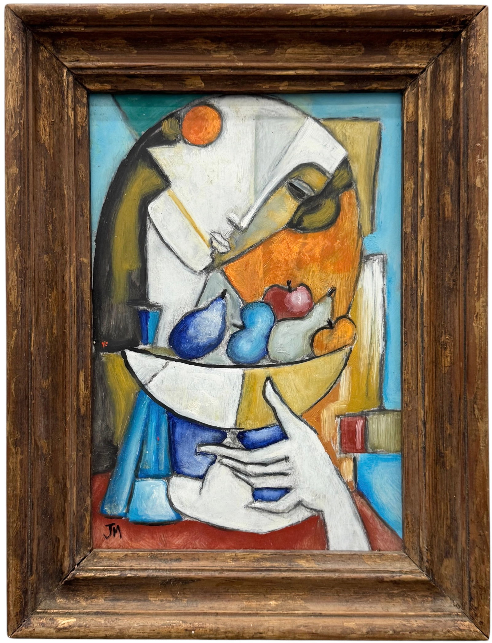 Contemporary Cubist Still Life - Figure With Fruit, Monogrammed (1 of 3)