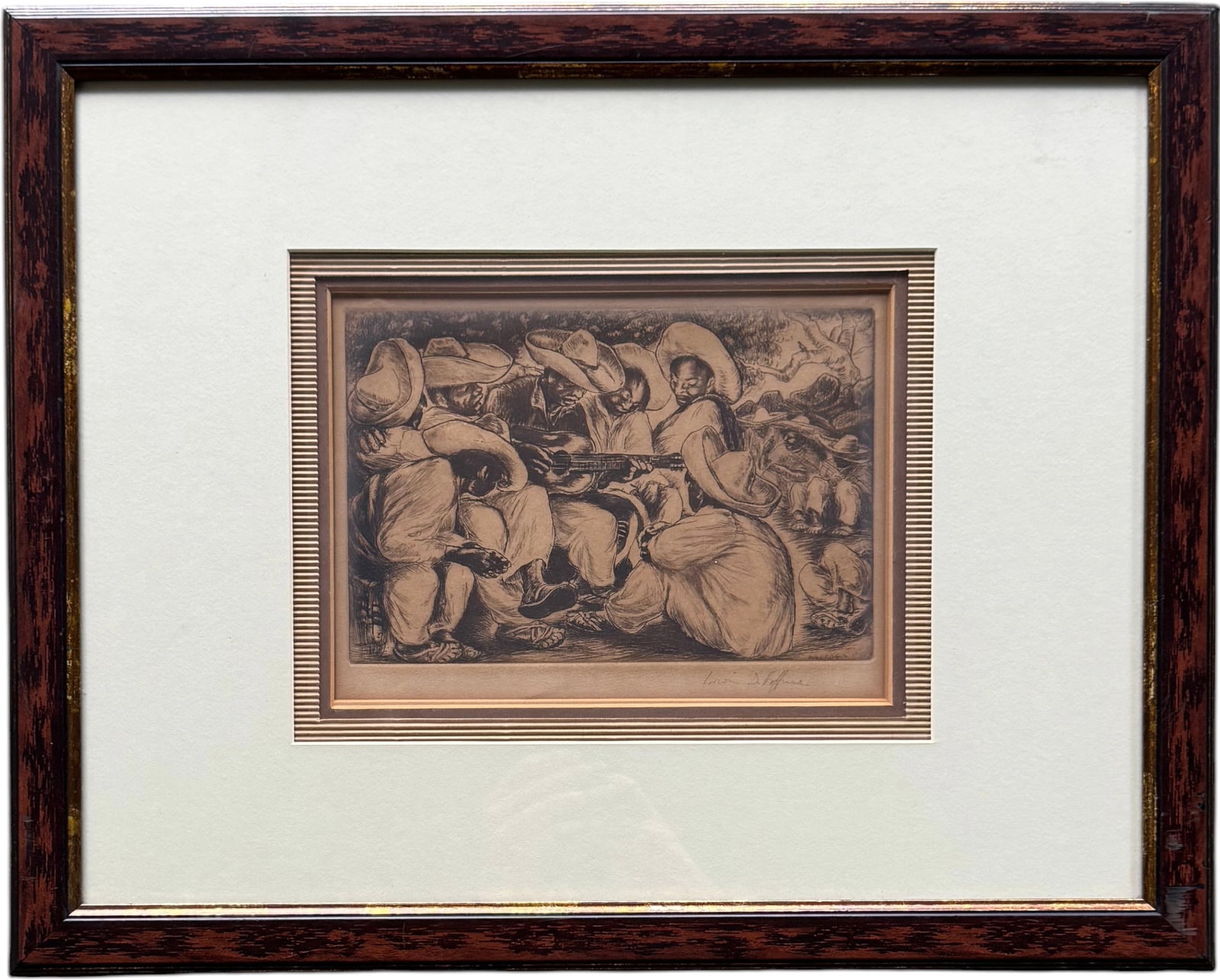 Irwin D. Hoffman (American, 1901 - 1989) Fiesta, Etching: Size 8 3/4 x 6 in, 20 x 16 in (framed).