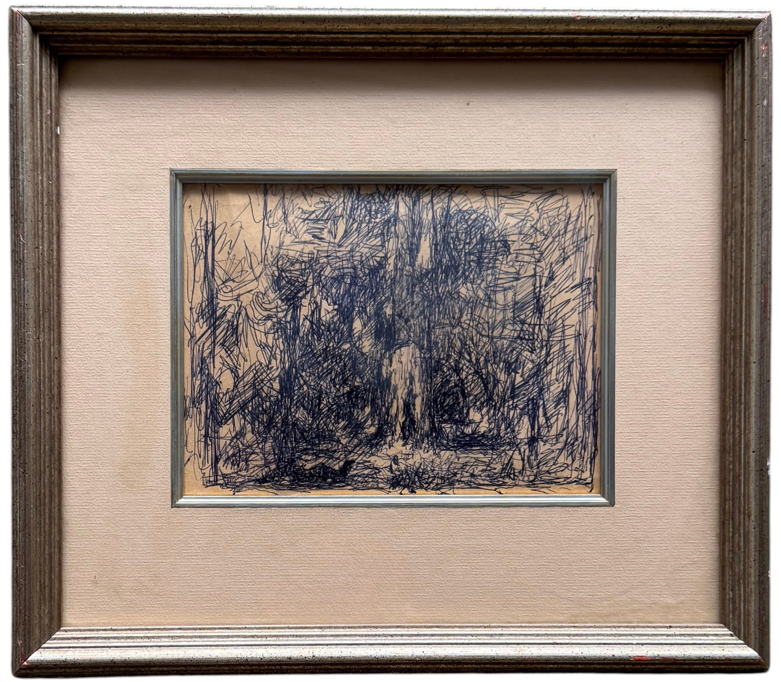 Mid-Century Modern Dense Forest Composition, Original Ink Drawing, Framed Well (1 of 2)