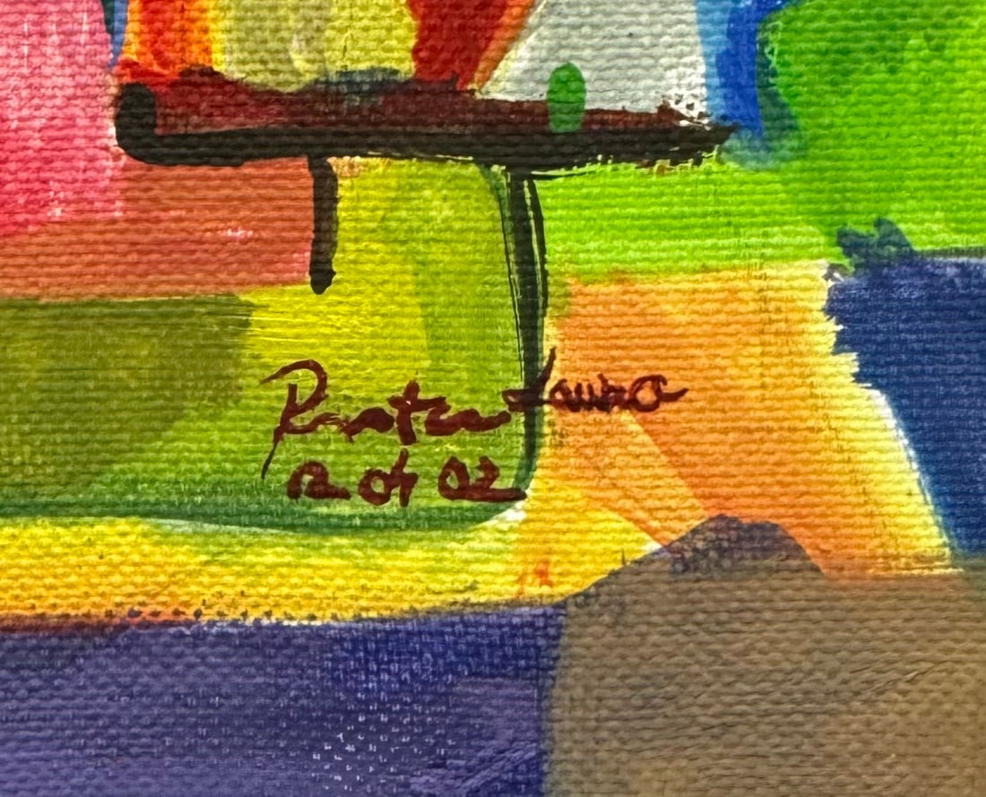 Modern Abstract Cubist Composition with Hidden Faces, Signed and Dated - 2