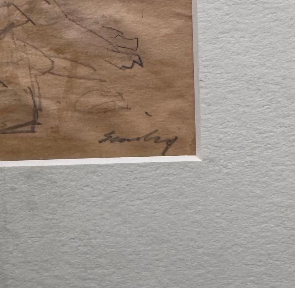 Mid- 20th c Expressionist Figural Composition, Ink, Wash - Signed - 2