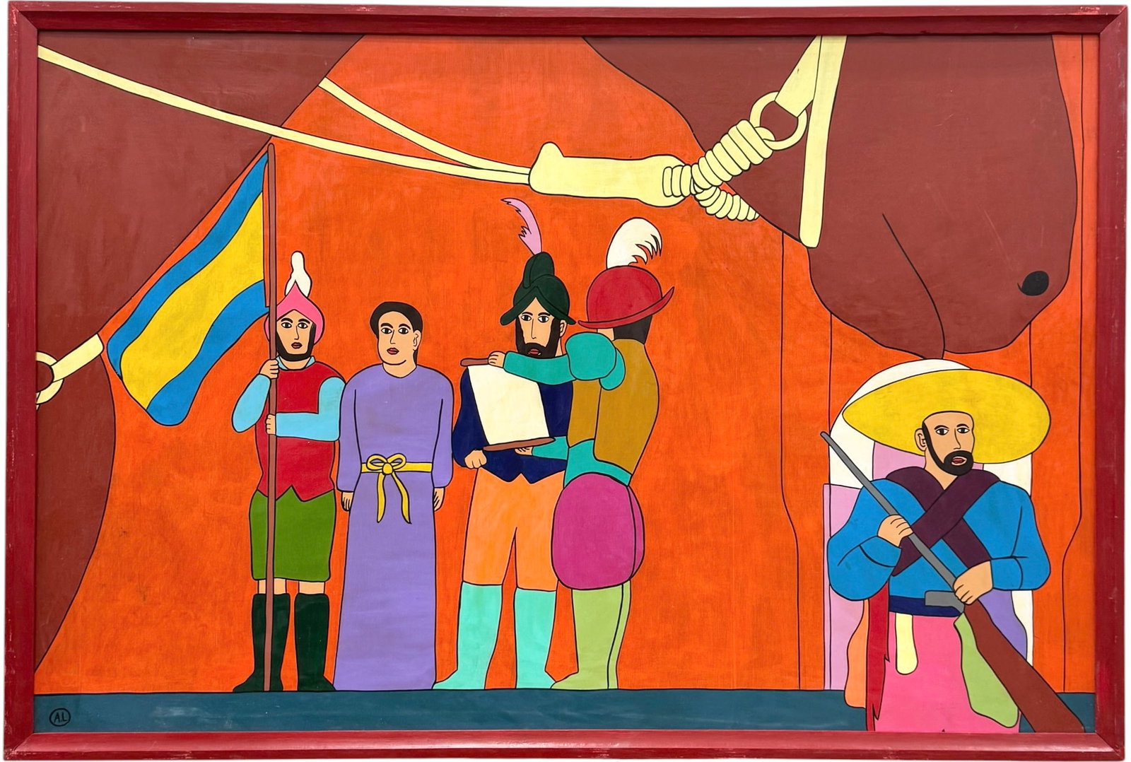 Aureliano Lorenzo, Mexican Folk Art, Stylized Sistorical Or Folkloric Meeting (1 of 4)