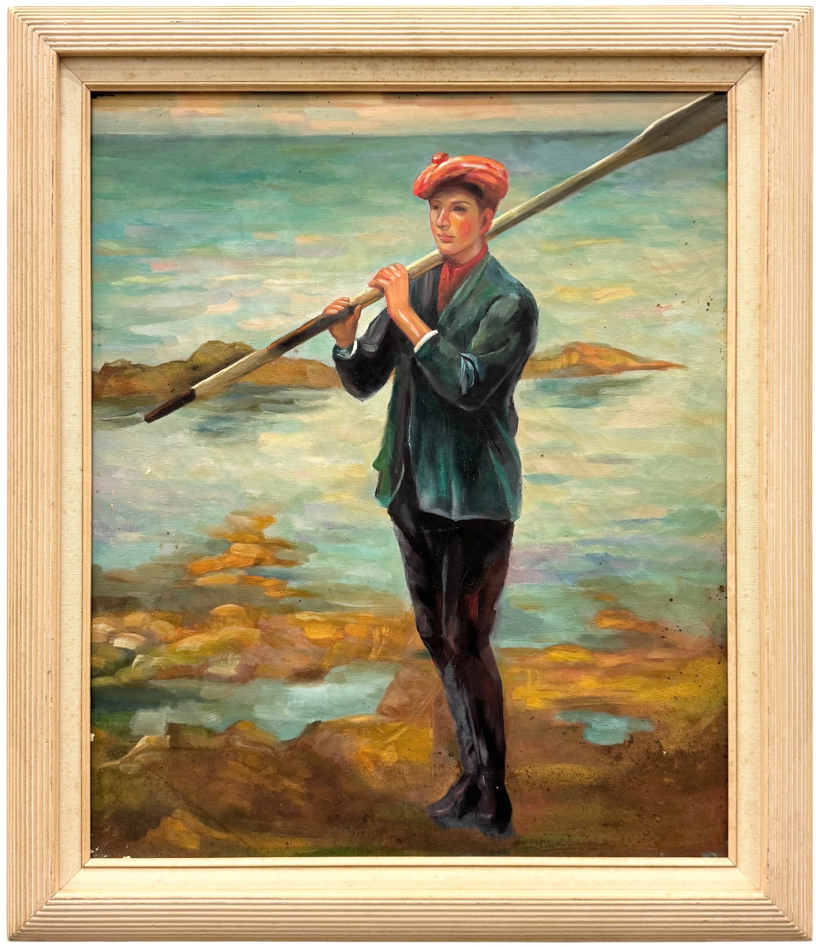 Young Boy With An Oar Comntemporary Oil Painting On Canvas (1 of 3)