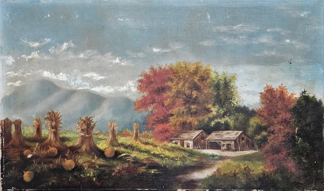 19th Century New England School Mountain Fall Landscape With Haystacks (1 of 3)