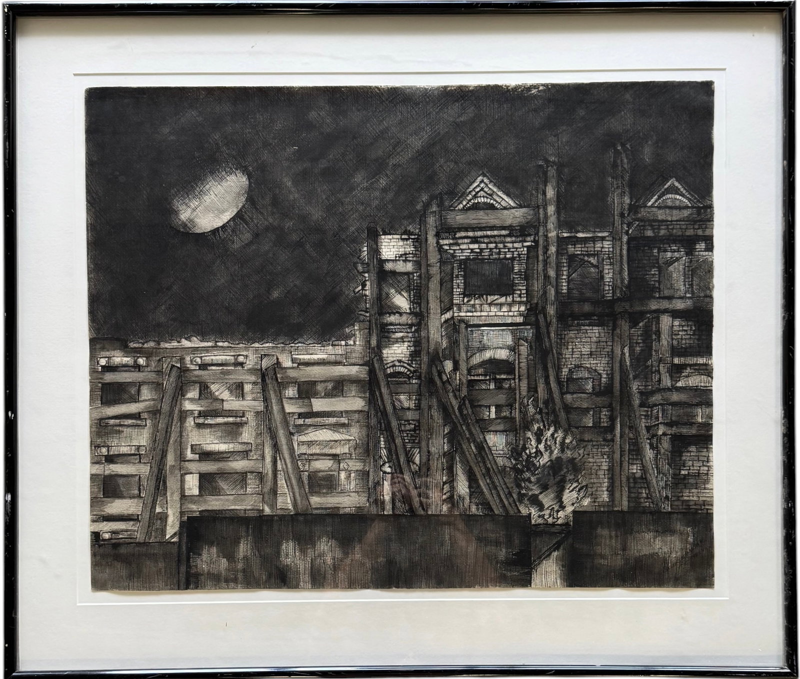 Susan Garland (20th Century), Architectural Construction at Night (1 of 4)