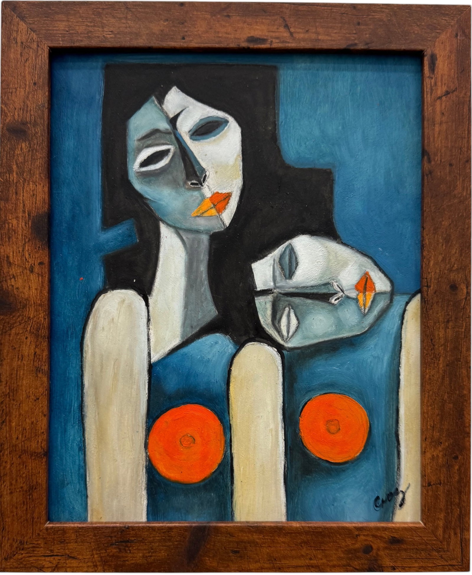 Contemporary Cubist Figures In the Style Of Oswaldo Guayasamín, Signed (1 of 3)