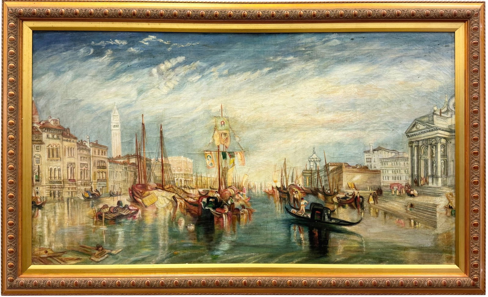 Venice, from the Porch of Madonna della Salute - After Turner Early 20th Century: Oil painting on canvas 36 x 20 in, 41 x 25 in (framed). Domestic Flat Shipping Price: $110