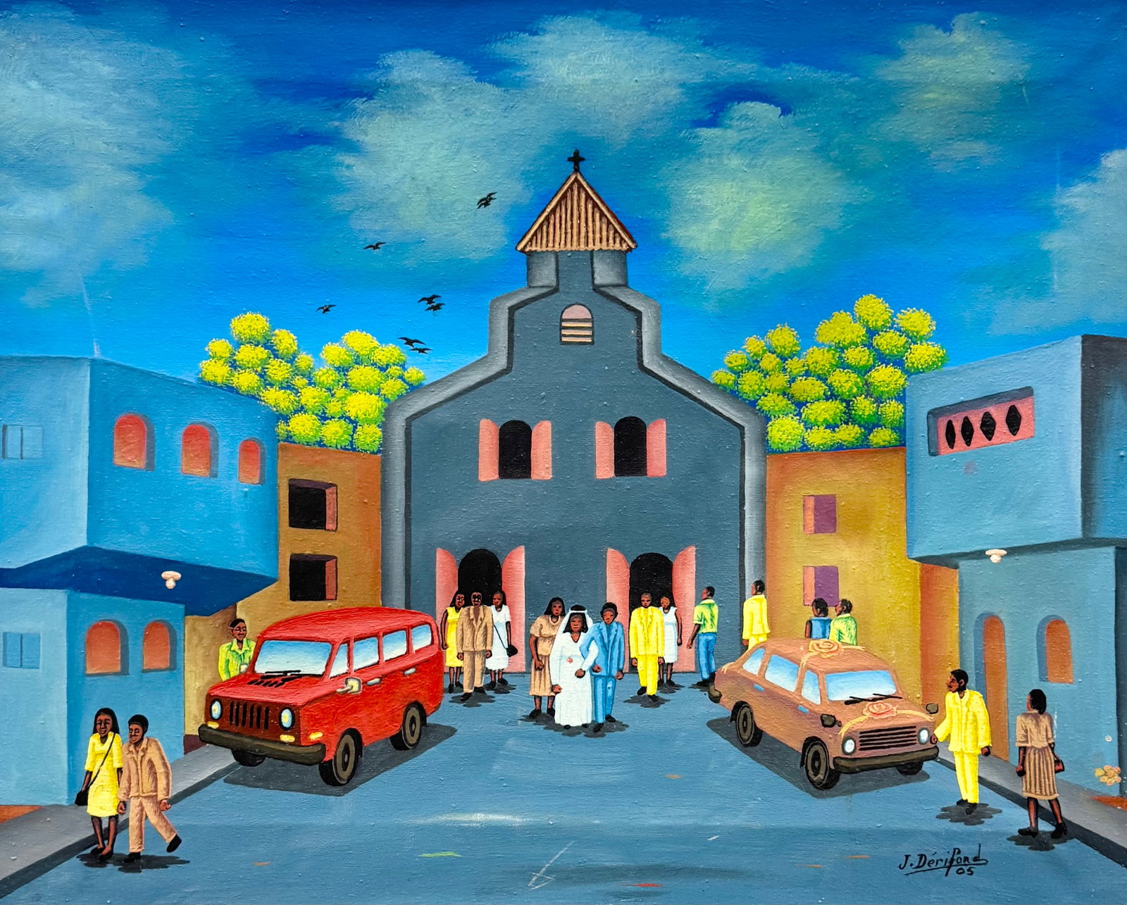 JUDES DERIFOND (20th c, Haitian) Marriage Procession (1 of 3)