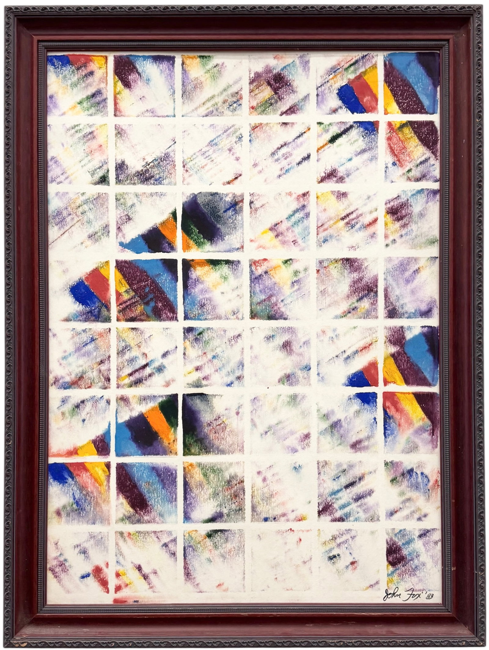 JOHN FOX (20th c, Ameirican) Abstract, Watercolor: 39 1/2 x 29 1/2 in (framed). Domestic Flat Shipping Price: $110