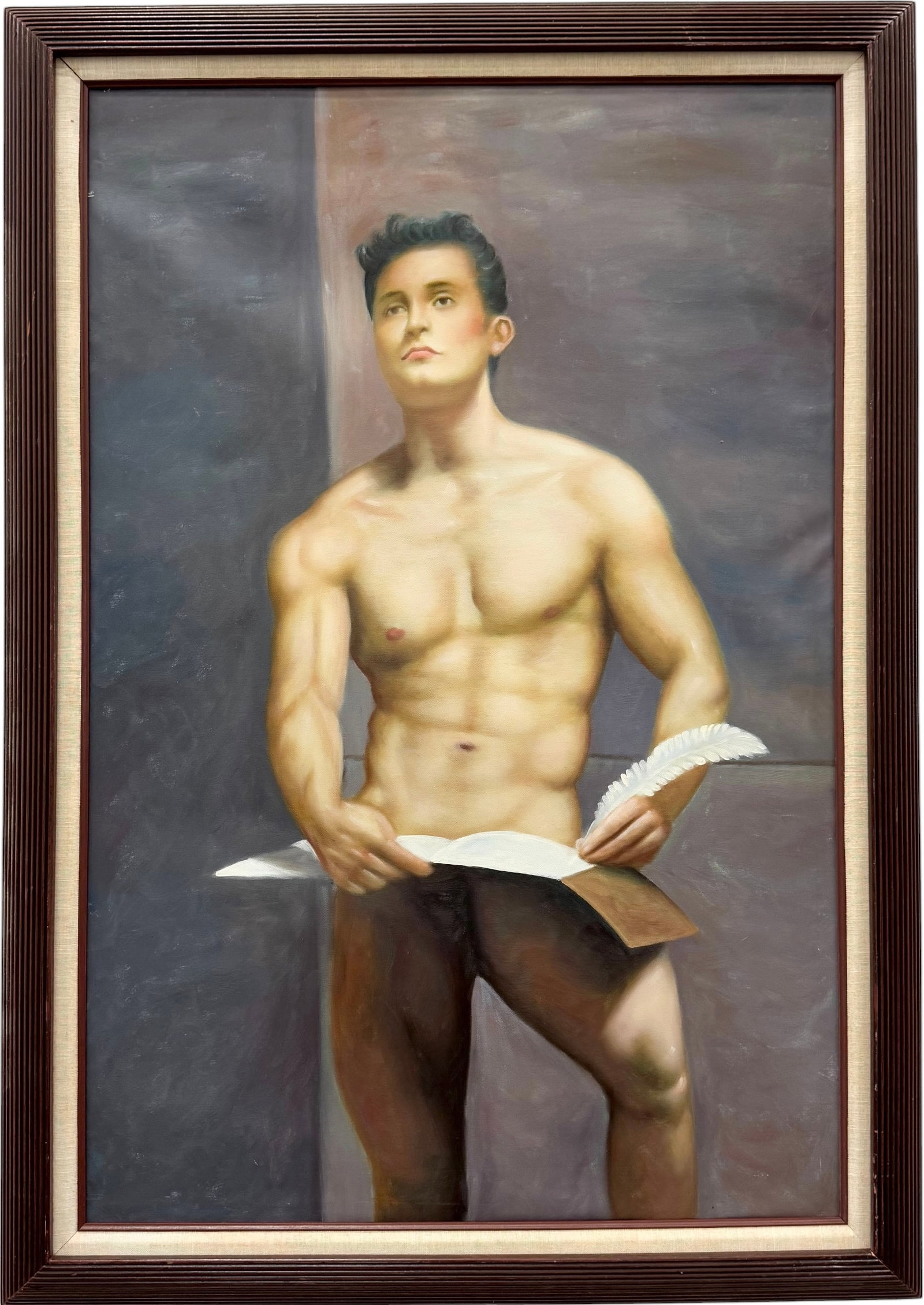 20th Century Nude Male Portrait Oil Painting On Canvas (1 of 2)