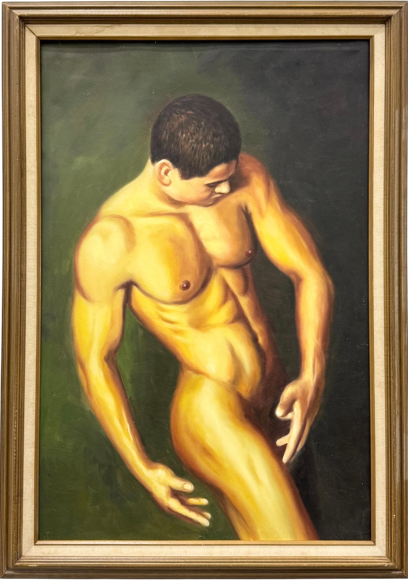 20th Century Nude Male Portrait Oil Painting On Canvas (1 of 2)