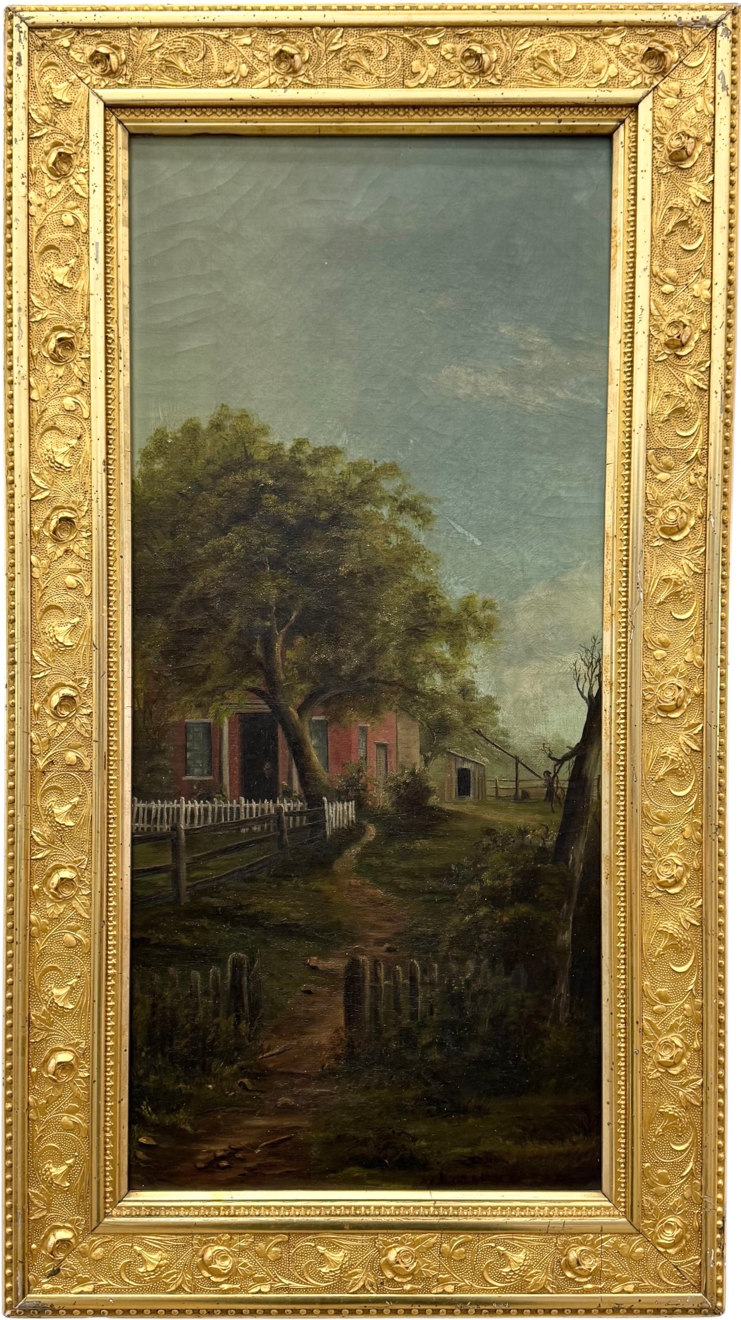 19th Century American School Old Forge, Pennsylvania Landscape Signed Oil Painting: Oil painting on canvas 22 x 10 in, 26 x 14 1/2 in (framed). Domestic Flat Shipping Price: $70. Old Forge is a borough in Lackawanna County, Pennsylvania, United States. It is located 5 miles southwest