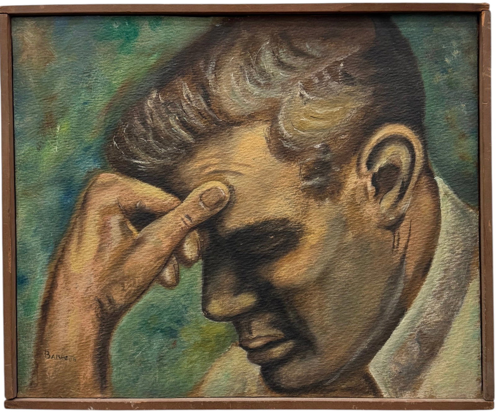 THOMAS WEEKS BARRETT (1902-1947, American) WPA Stylized Portrait Of A Man (1 of 3)