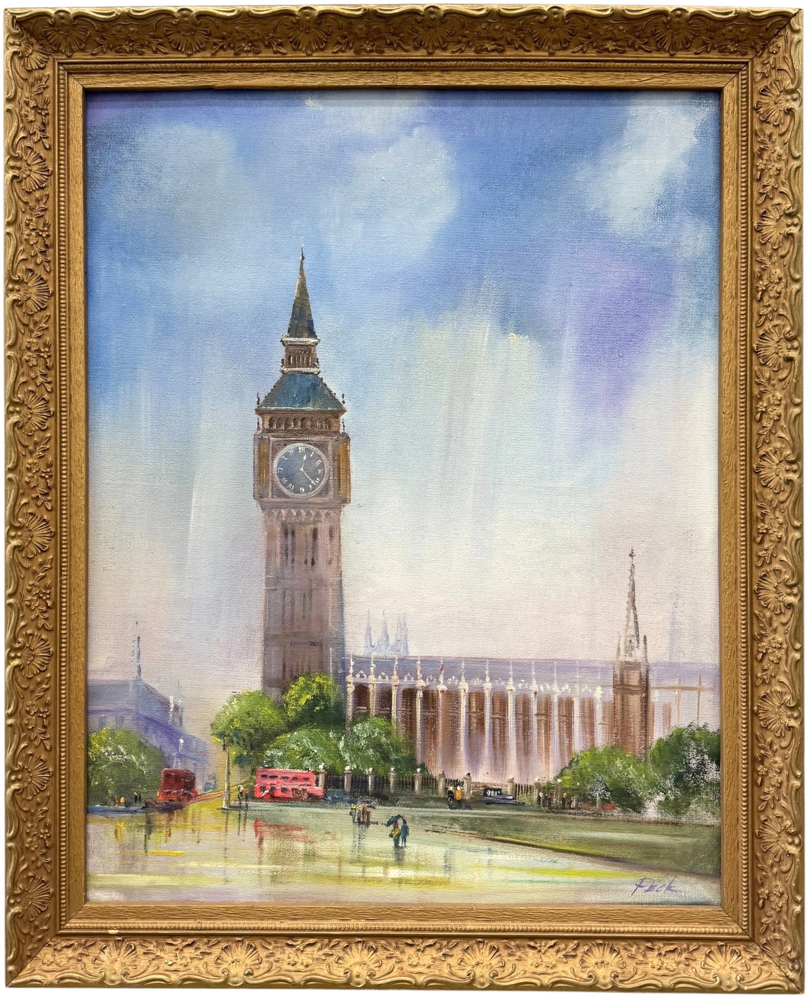 20th Century Impressionist Cityscape Big Ben, Palace of Westminster, London (1 of 3)