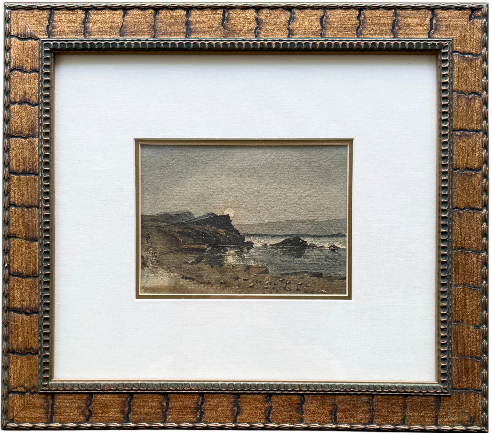 Late 19th/Early 20th Century Tonalist, Atmospheric Coastal Sunset, Fine Watercolor (1 of 3)