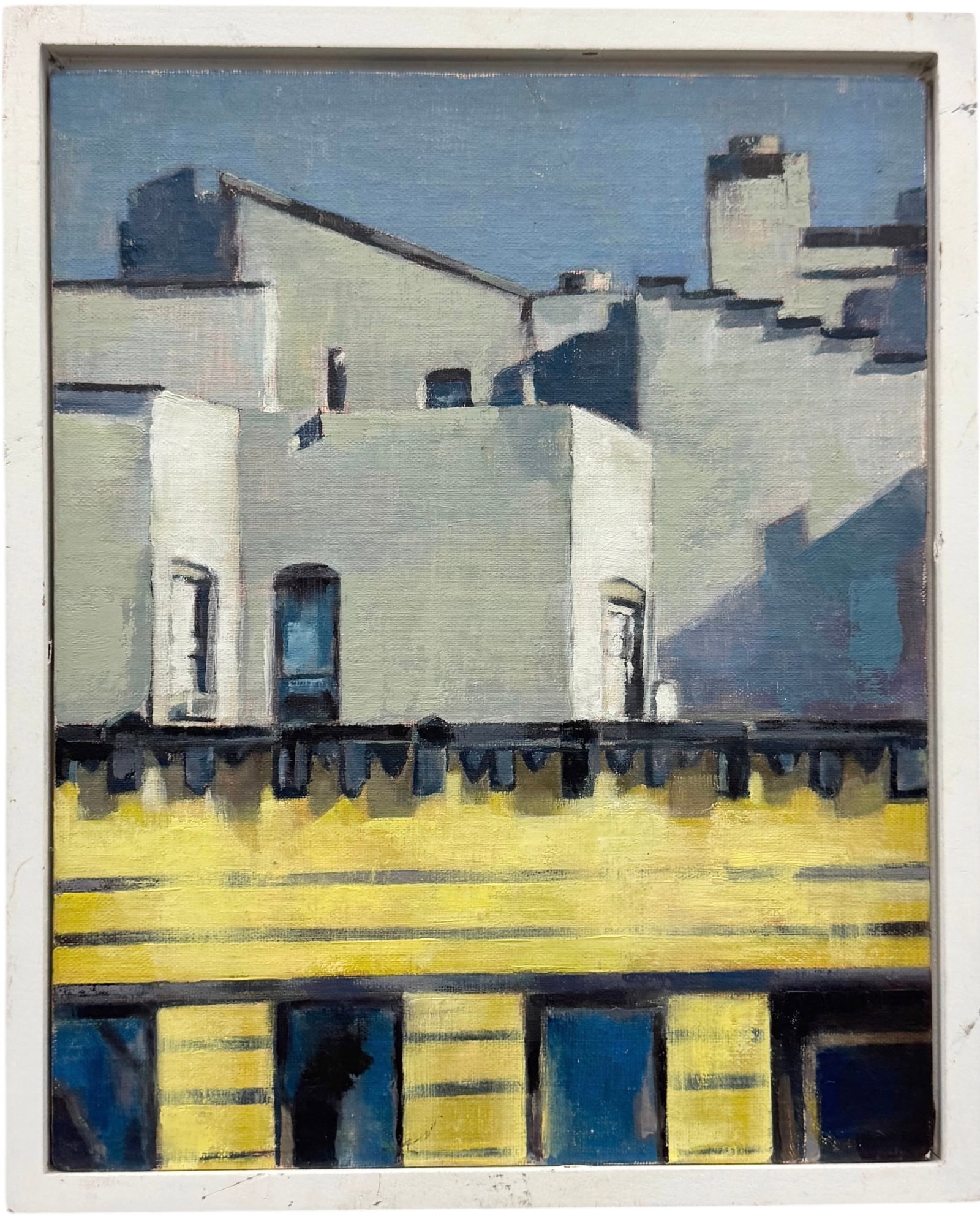 Contemporary Realism Urban Cityscape Oil On Board Signed Verso: Oil painting on board 10 x 8 in