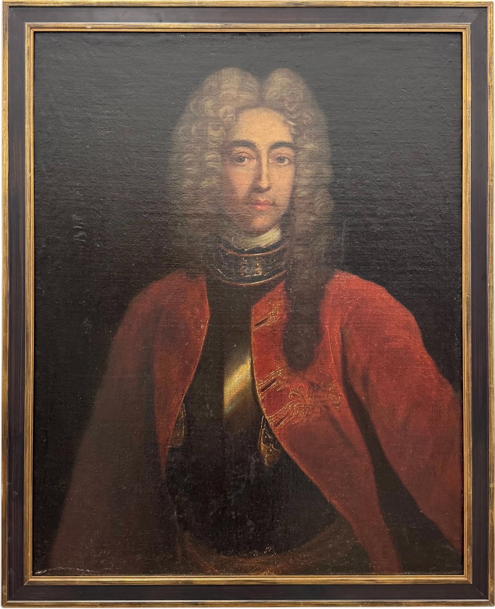 Attr Frans van Stampart (Flemish, 1675–1750), Portrait of a Nobleman, Dated 1716 Label Verso: Oil painting on canvas 33 x 26 1/2 in, 37 x 30 in (framed). An exceptional, autograph Baroque portrait by the celebrated Flemish master and official Vienna Imperial Court Painter (Hofmaler), Frans van
