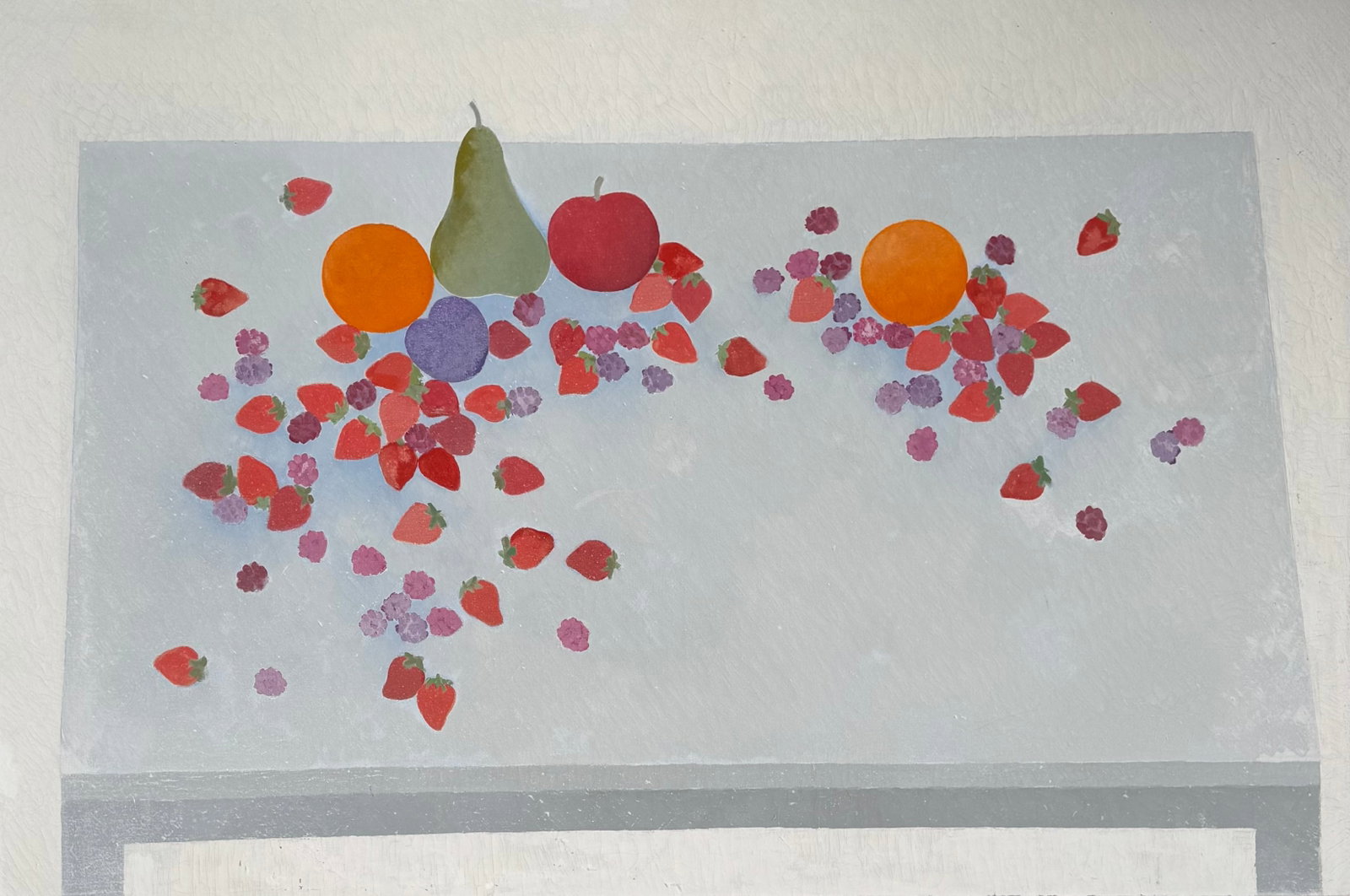 Large American Modernist Table Still Life with Pears, Oranges, and Scattered Berries (1 of 2)