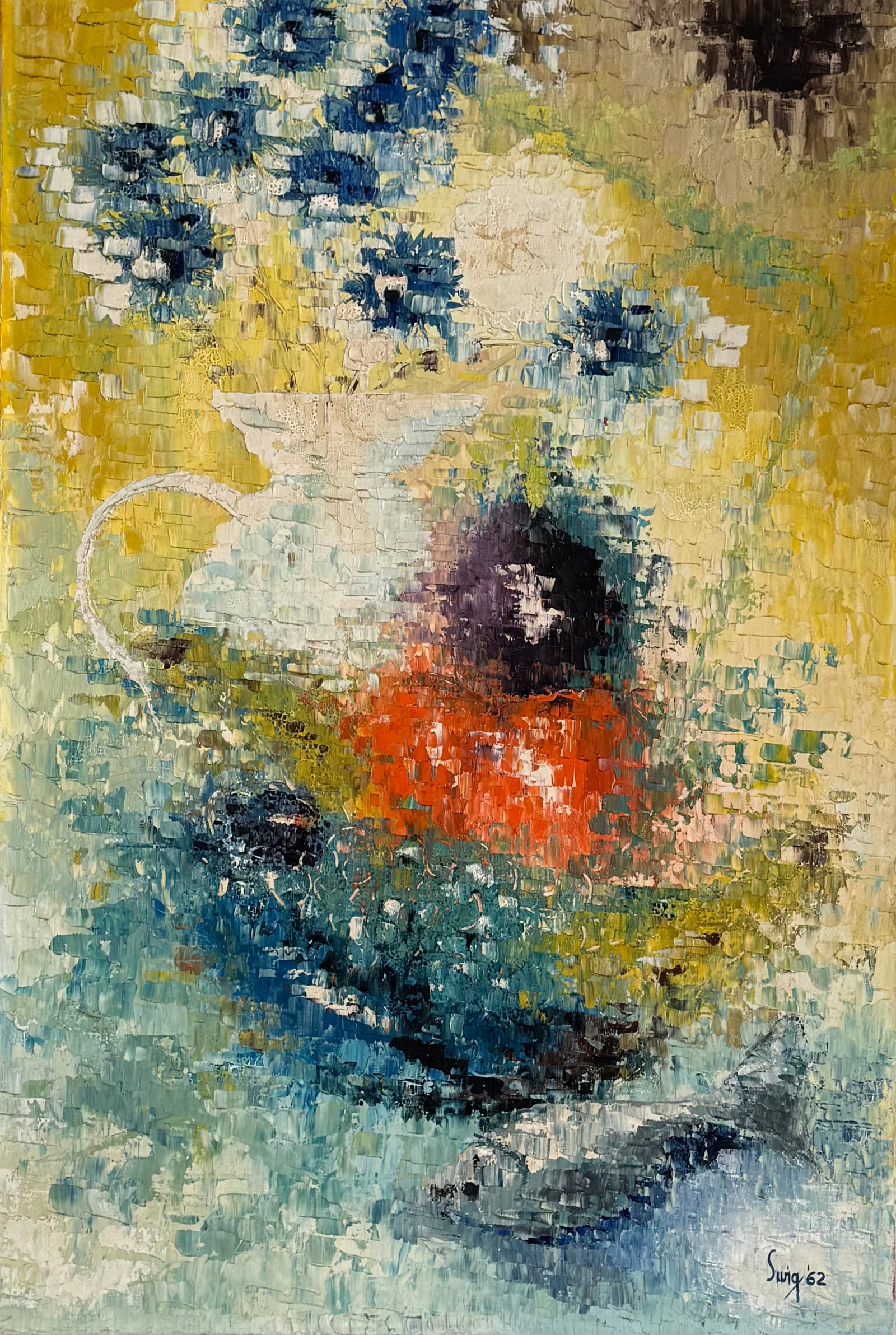 Mid-Century Modrn Abstract Expressionist Impasto Still Life Signed & Dated 1962 (1 of 3)