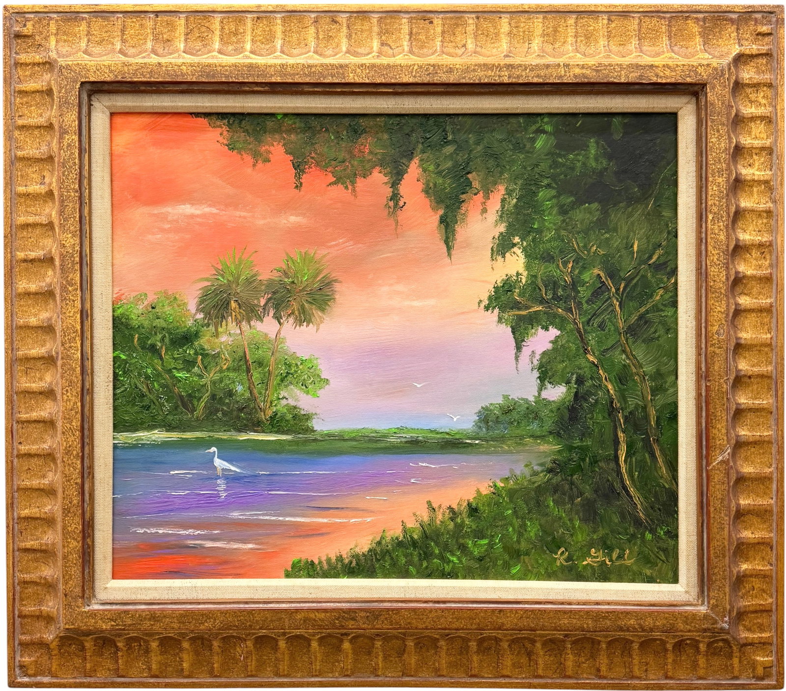 RANDALL GILL (20th c, Florida) Sunset River and Egret, 2015 (1 of 4)