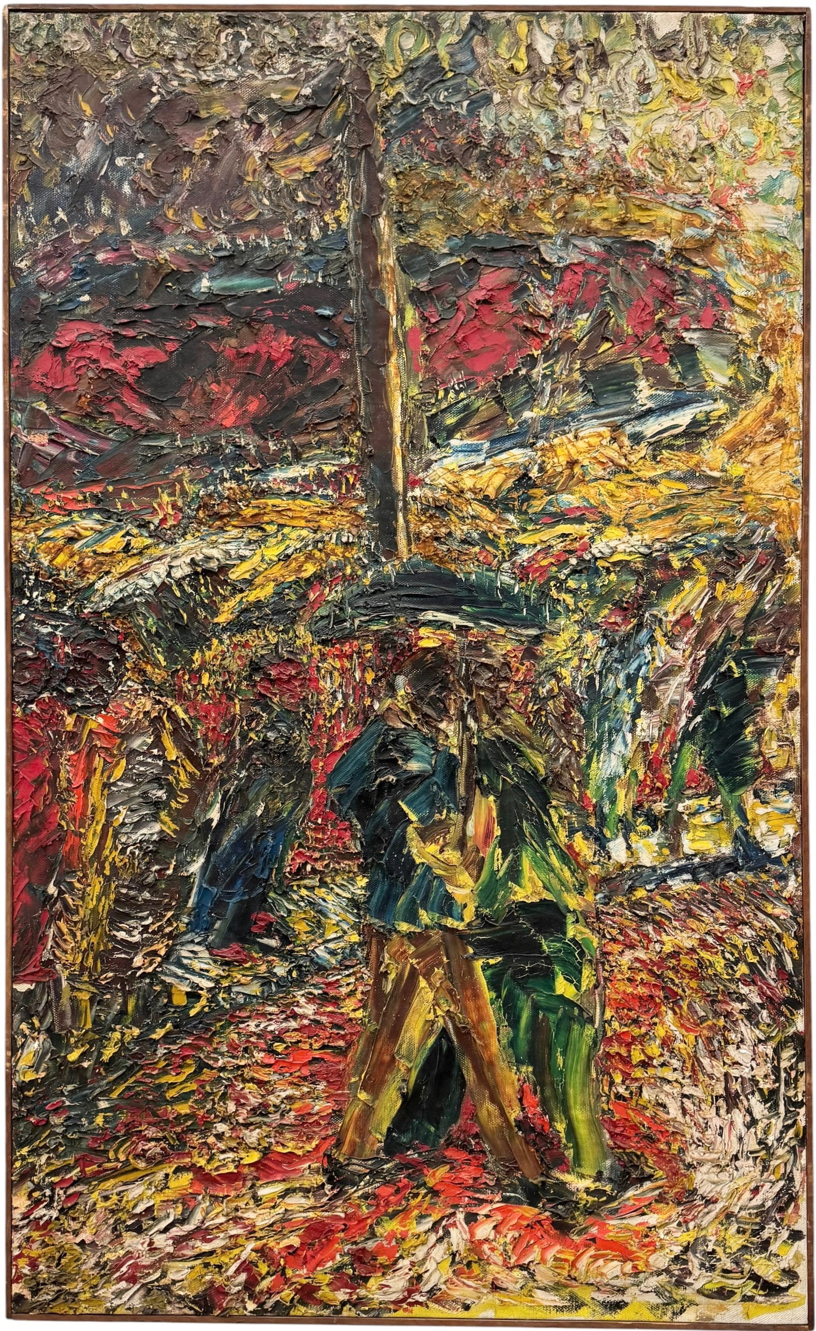 Mid-Century Modern Belgian School Heavy Impasto Expressionist Street Scene (1 of 3)