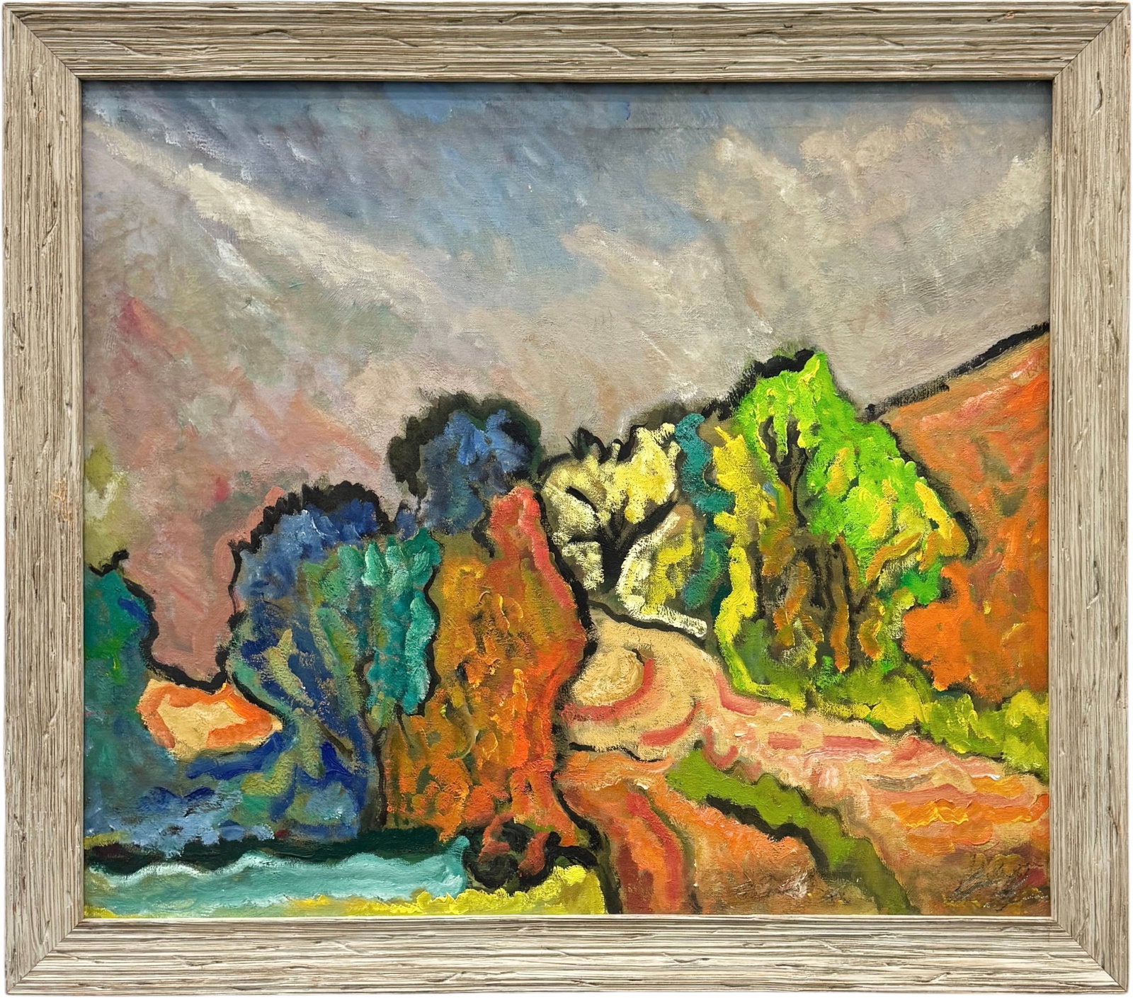 Mid-20th Century French School Expressionist Oil Painting, Vibrant Landscape (1 of 3)