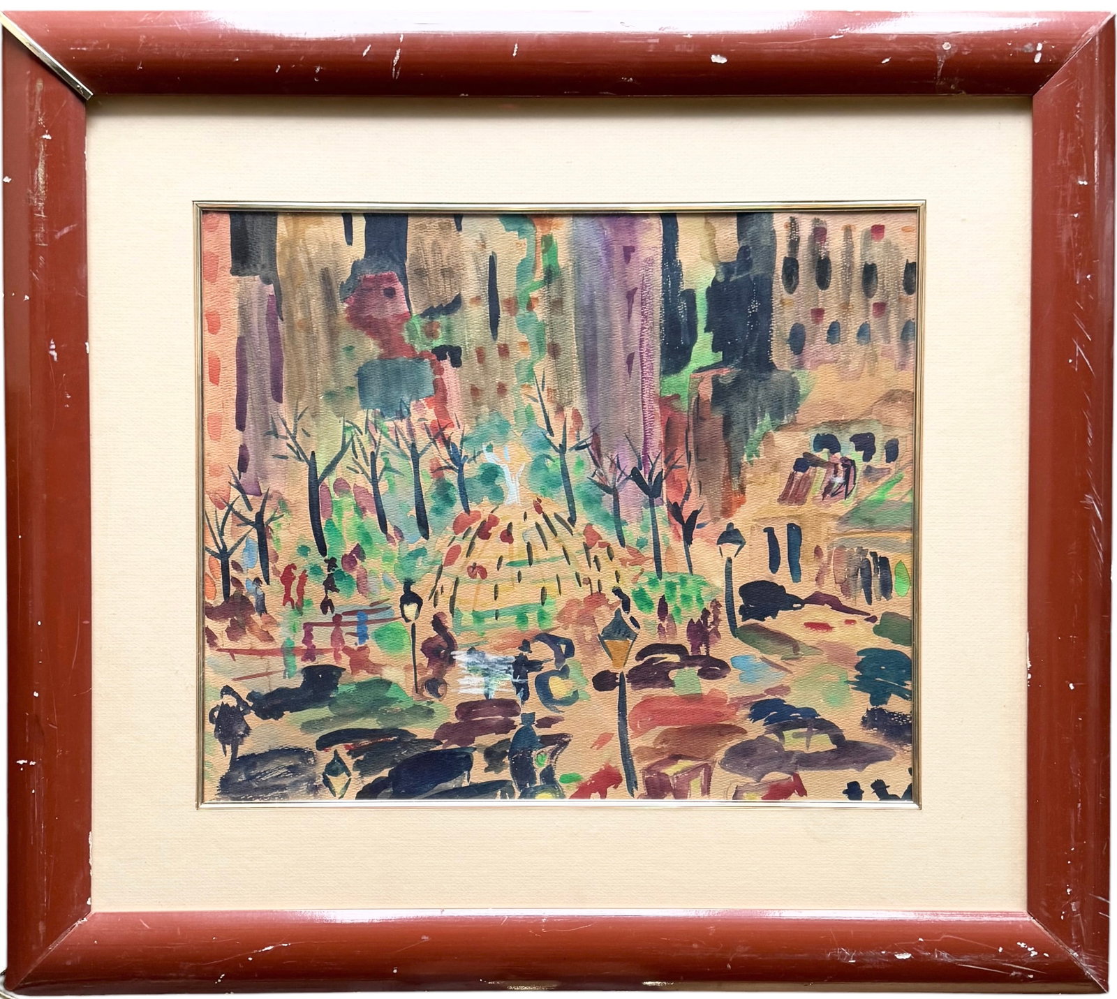 Mid-Century Paris School Modernist Watercolor Painting (1 of 3)