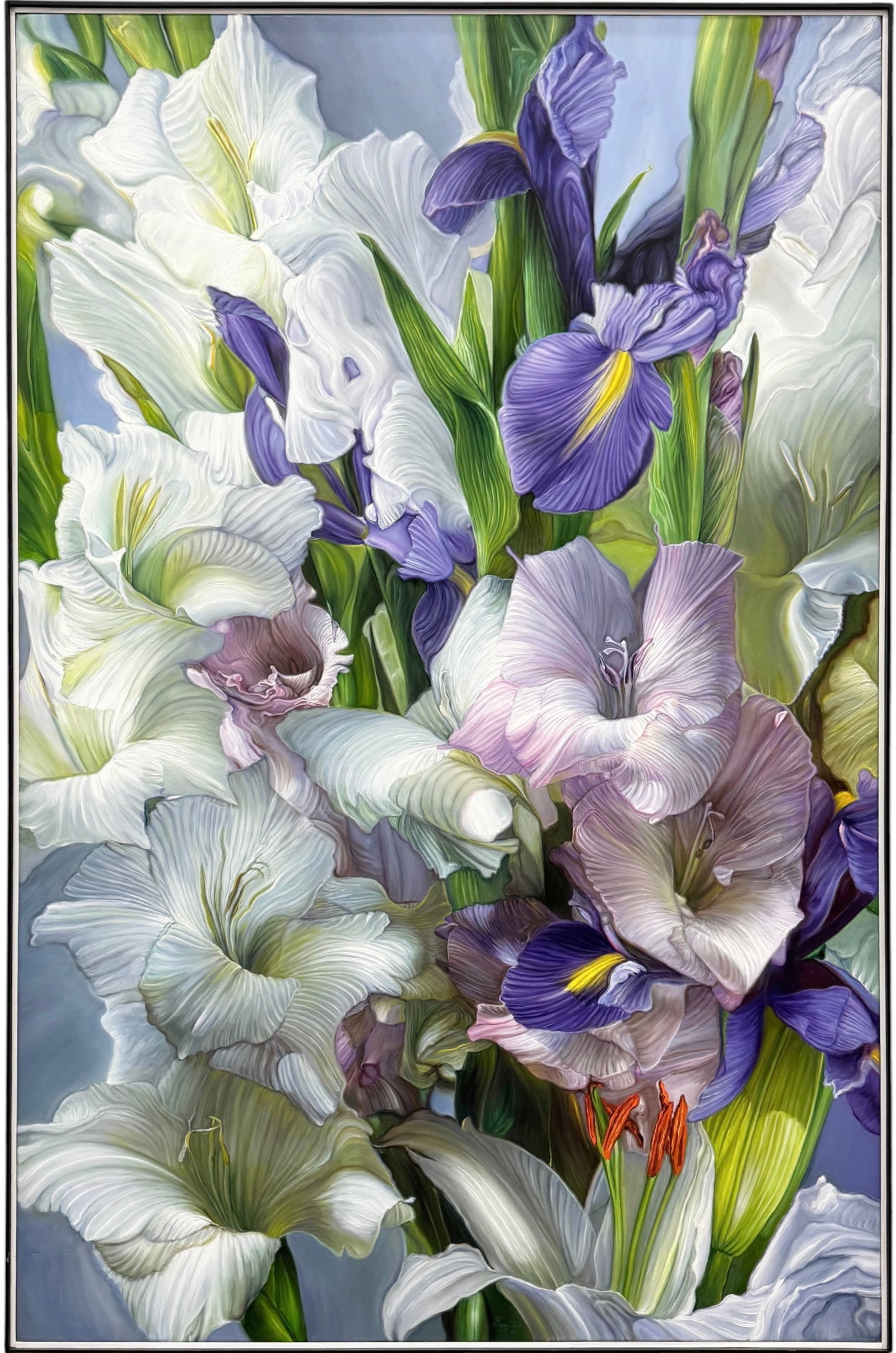 Monumemtal Contemporary Hyperrealistic Floral Bouquet Oil Painting 55": Oil painting on canvas 55 x 36 in