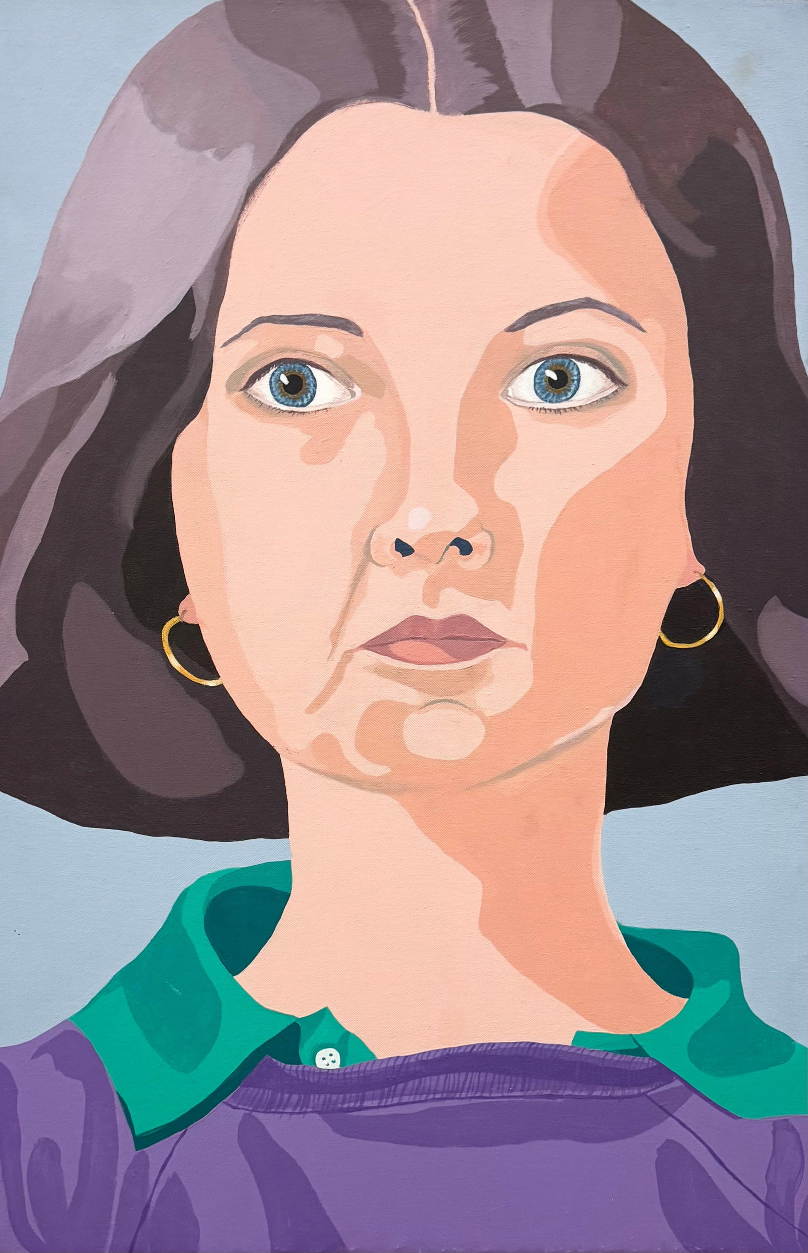 Mid-Century Modern Stylized Portrait Painting In the Manner of Alex Katz (1 of 3)