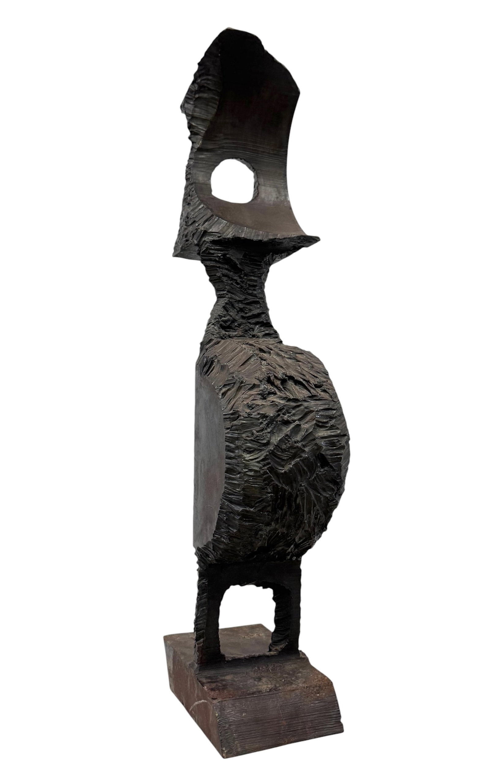 Mid-Century Modern Brutalist Heavy Bronze Sculpture 22": 22 x 6 1/2 x 4 in