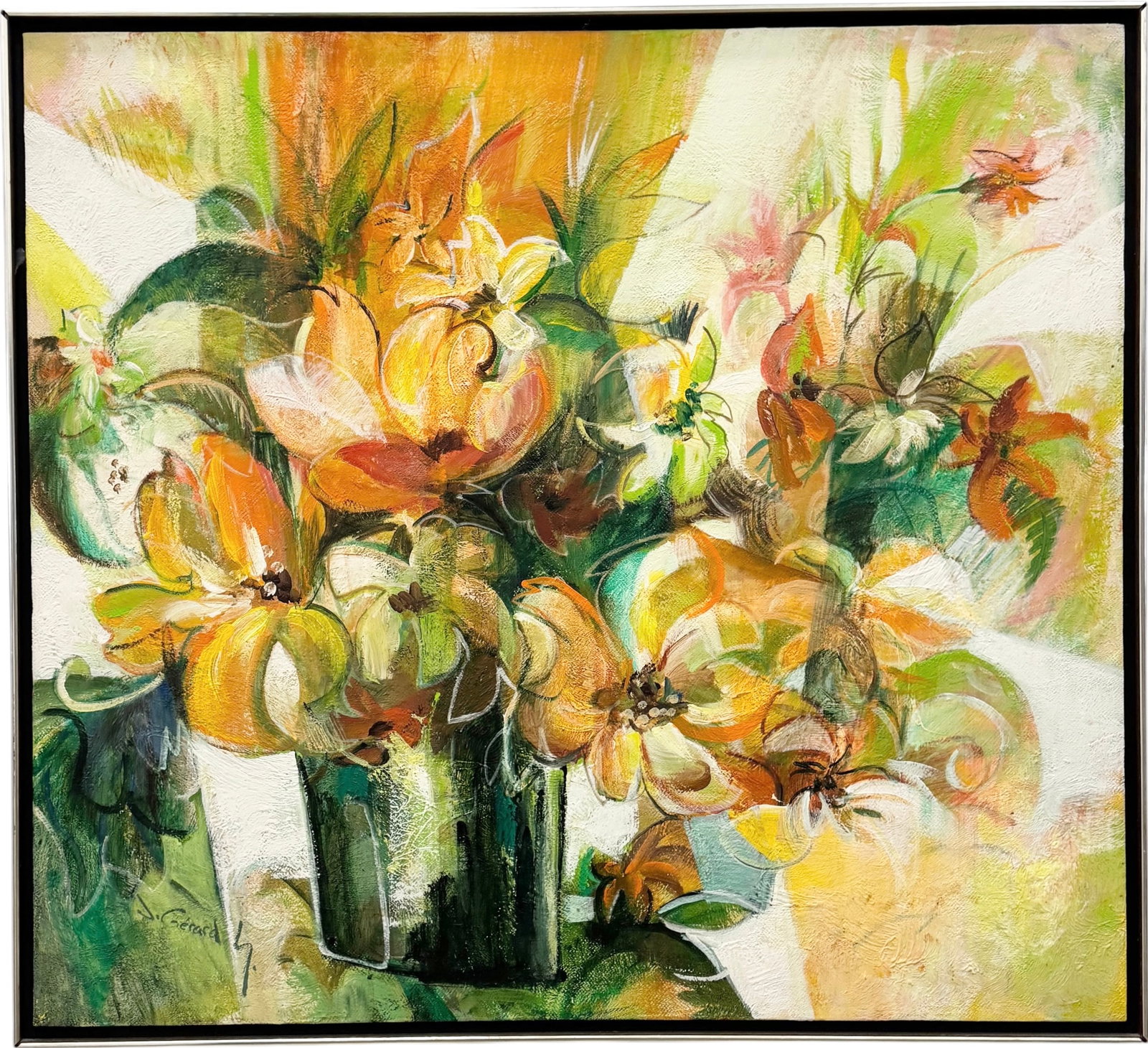 JONAS GERARD (1941-2020, Moroccan American) Large Flower Abstract 46" (1 of 3)