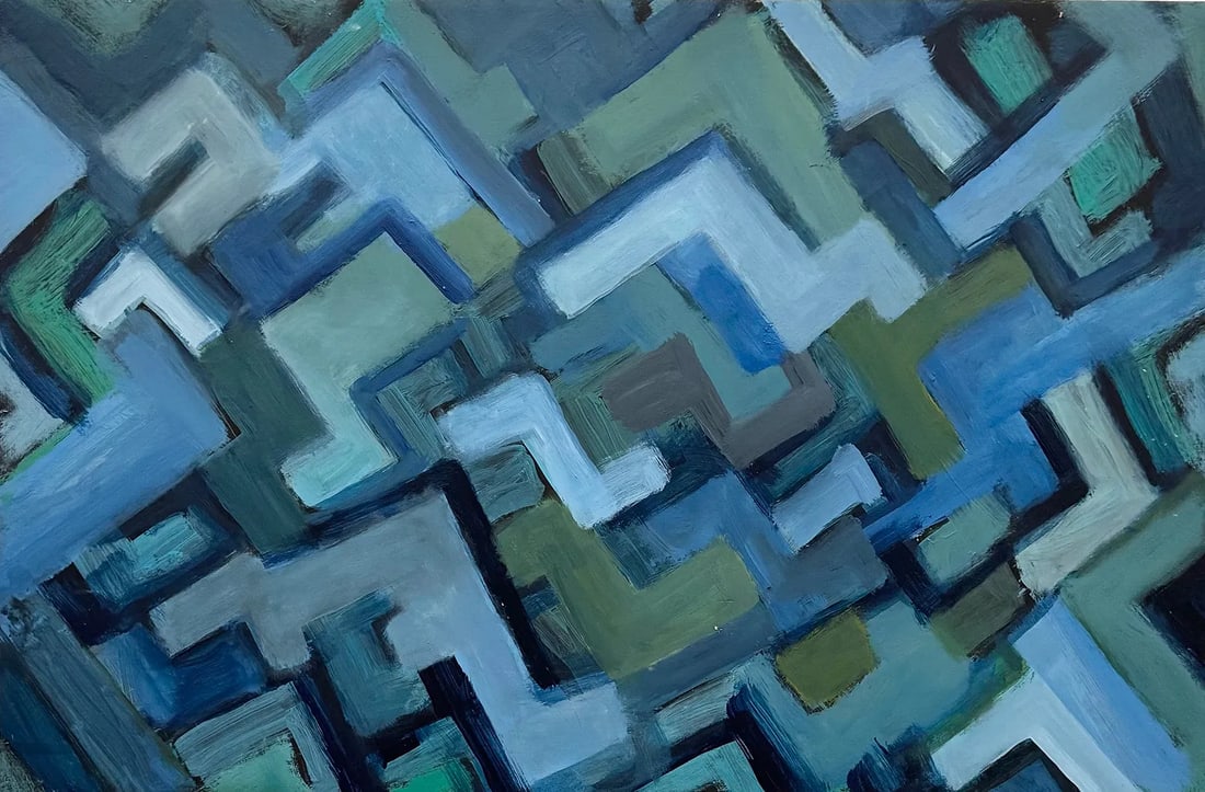 Mid-Century Modern American Abstract Expressionist Painting On Wood: Oil painting on wood 22 x 14 1/2 in. Domestic Flat Shipping Price: $55