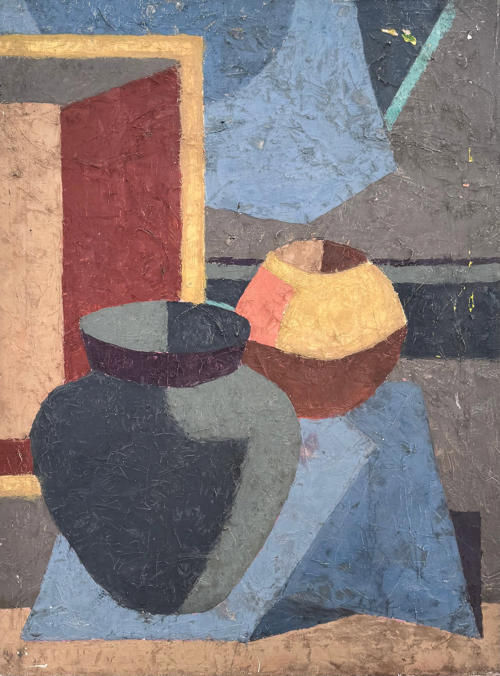 R. Andersen, Mid-Century Modern American Cubist Still Life with Vases (1 of 3)