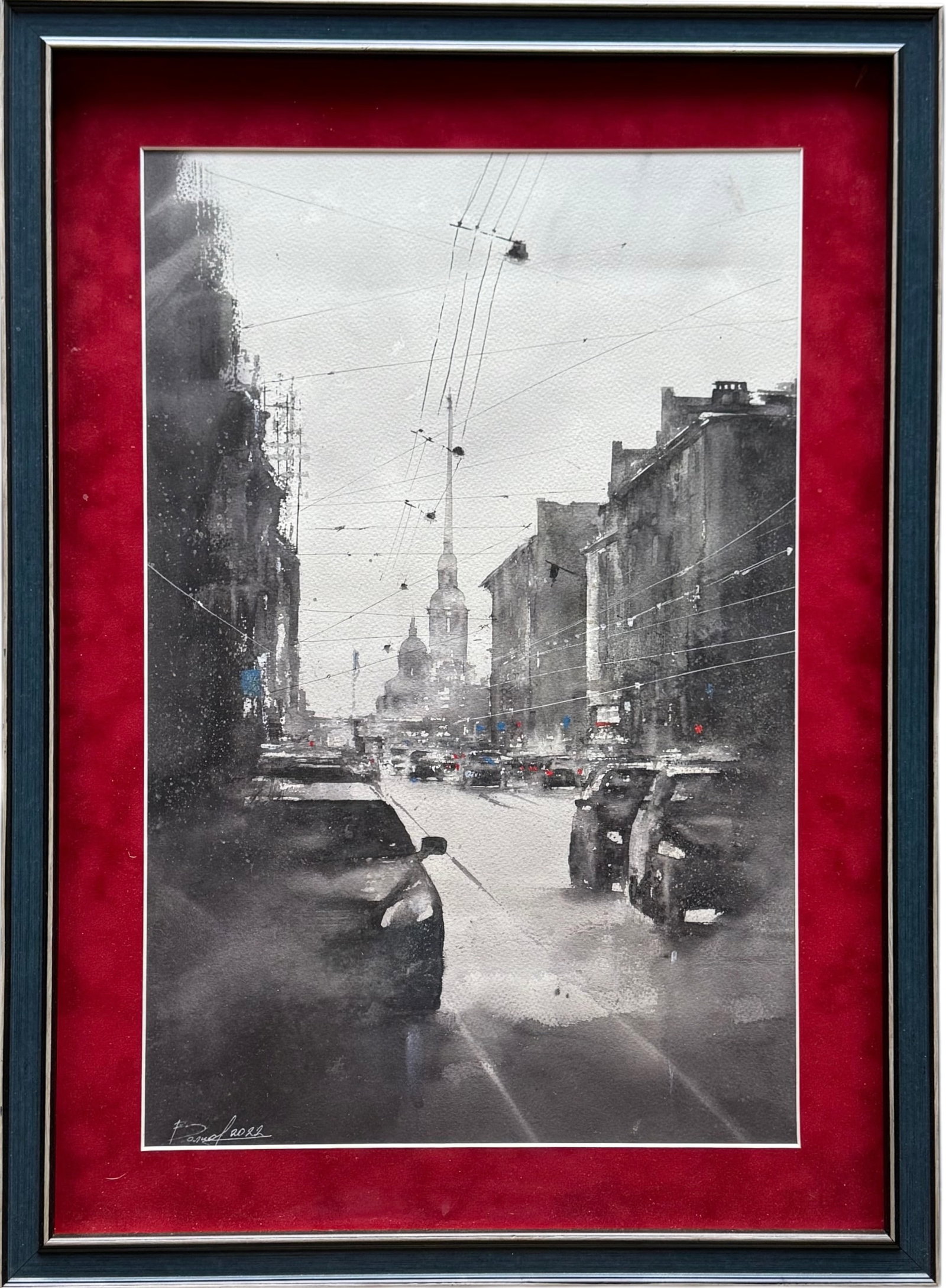 Igor Volkov (b. 1961, Russian) Original St. Petersburg, Russia Cityscape Watercolor (1 of 3)