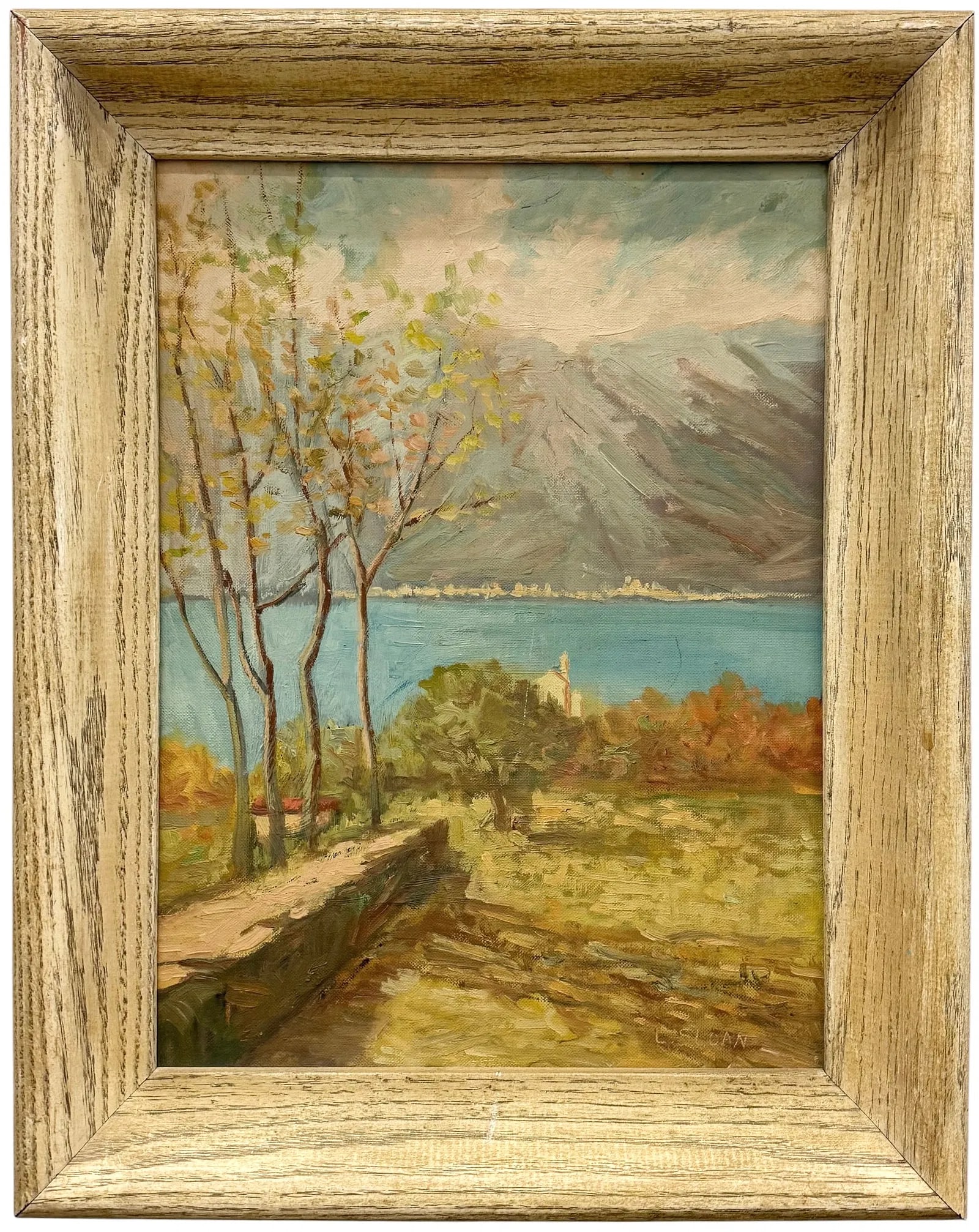 Mid-20th Century Impressionist Alpine Lake Scene, Signed L. Sloan (1 of 3)