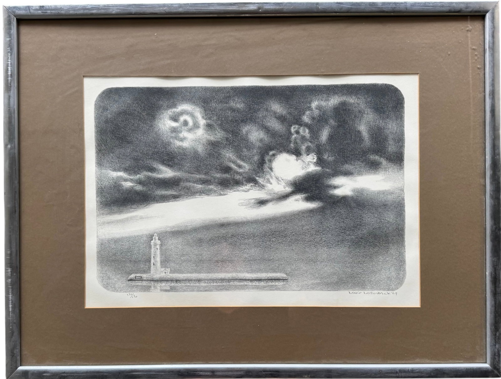 Louis Lozowick (1892-1973) "Angry Skies" Lithograph: Pencil signed and numbered 121/130. 25 x 19 in (framed)