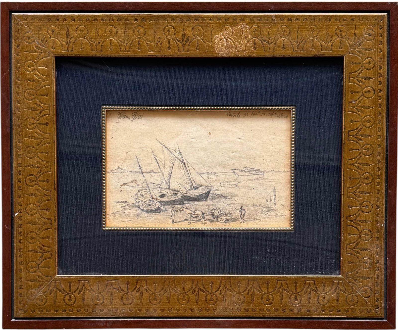 Graphite Drawing of French Fishermen, early 19th century (1 of 4)