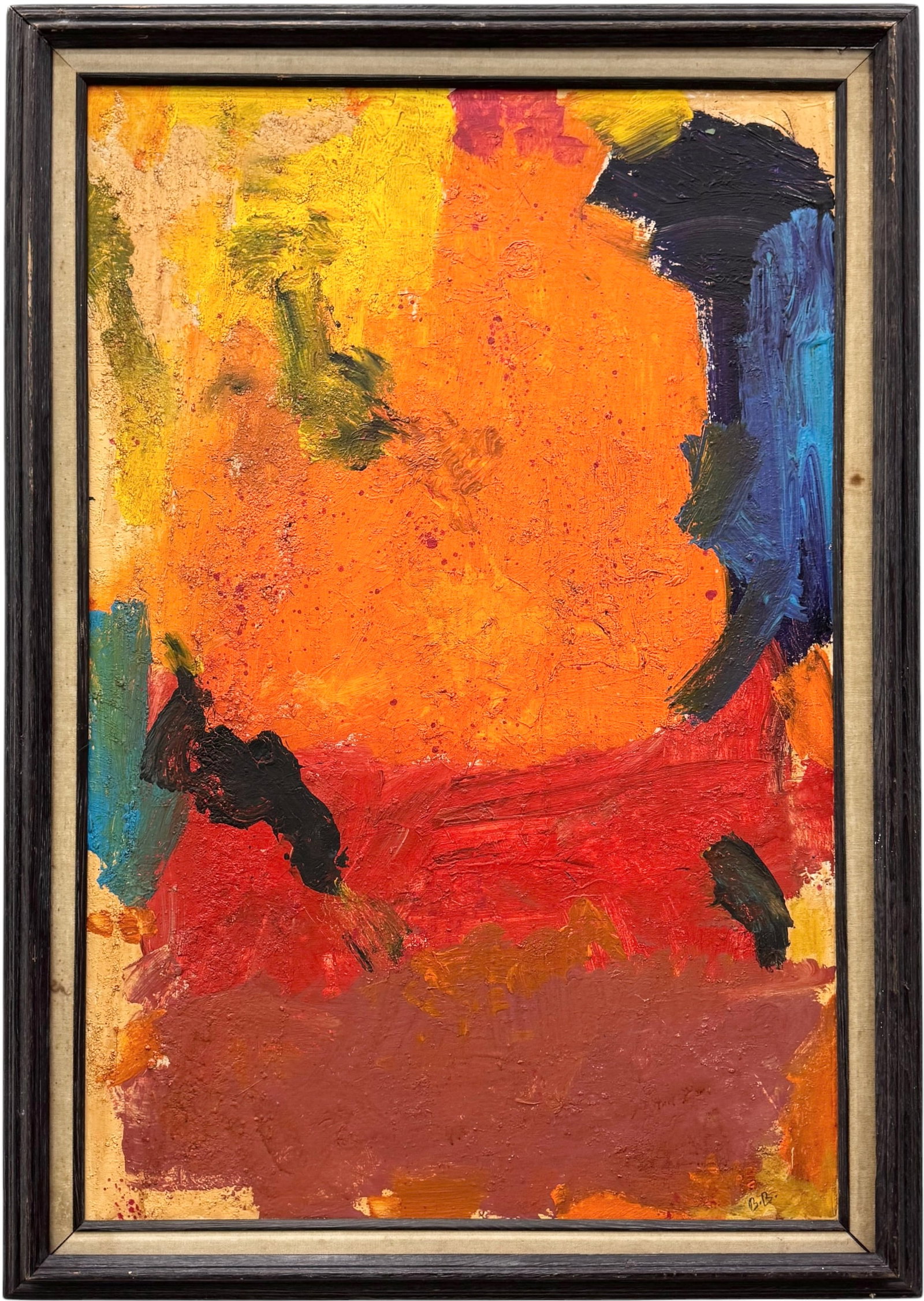 Mid-Century American Modern Abstract Expressionist Oil Painting: Oil painting on canvas 36 x 24 in, 41 x 29 in (framed)