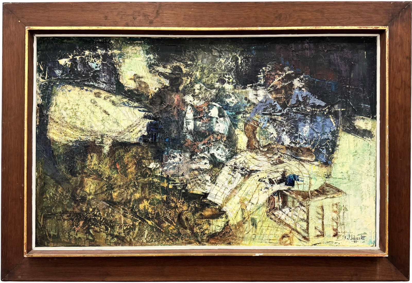 JOSE SALAZAR RUIZ ESPARZA (1926-2006, Mexican) Figurative Expressionist: Oil painting on canvas 31 1/2 x 19 1/2 in, 38 x 26 in (framed)