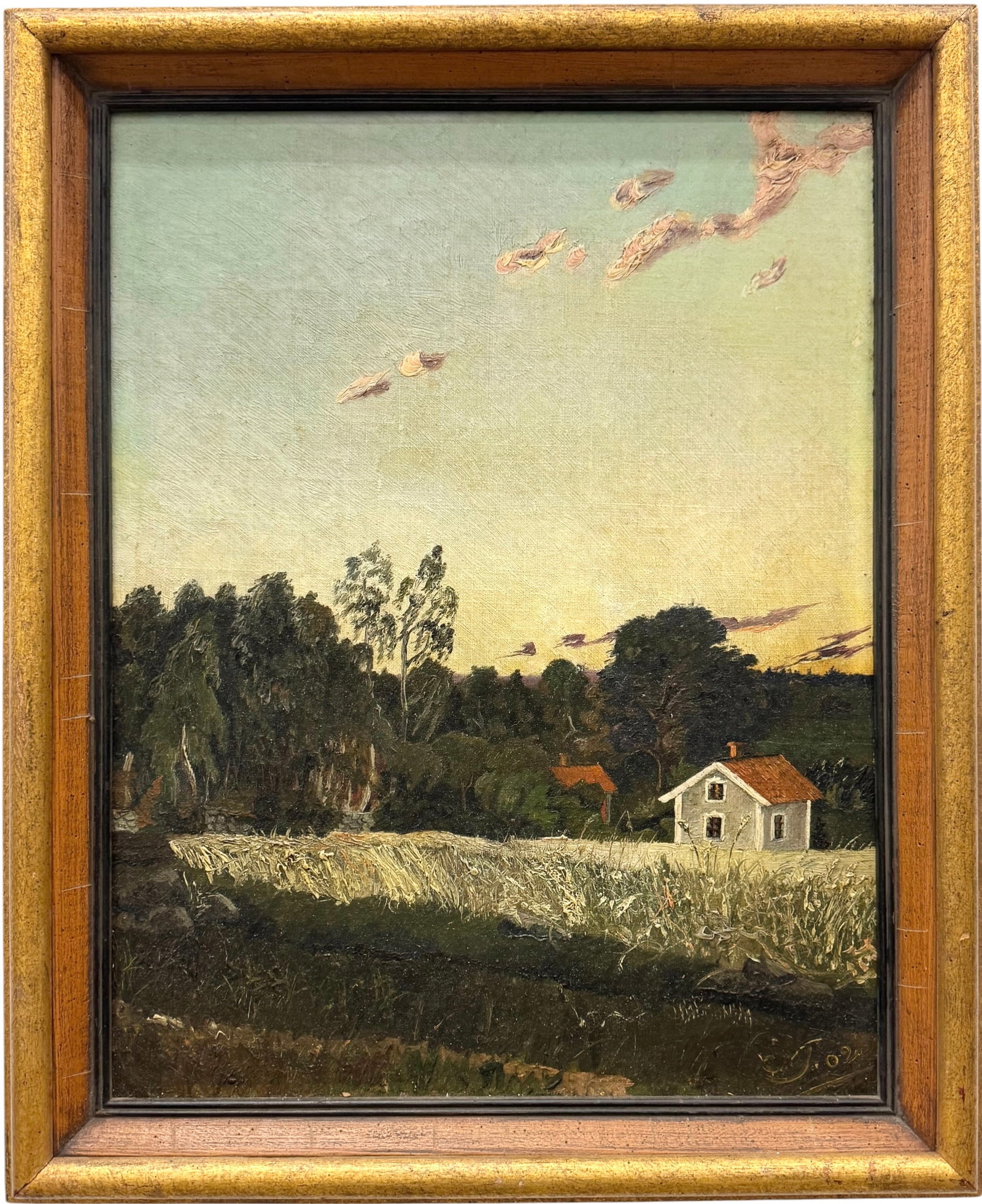 1902 Swedish Impressionist Signed Oil Painting, Smaland: Oil painting on canvas 17 3/4 x 14 in, 21 1/4 x 17 1/2 in (framed)