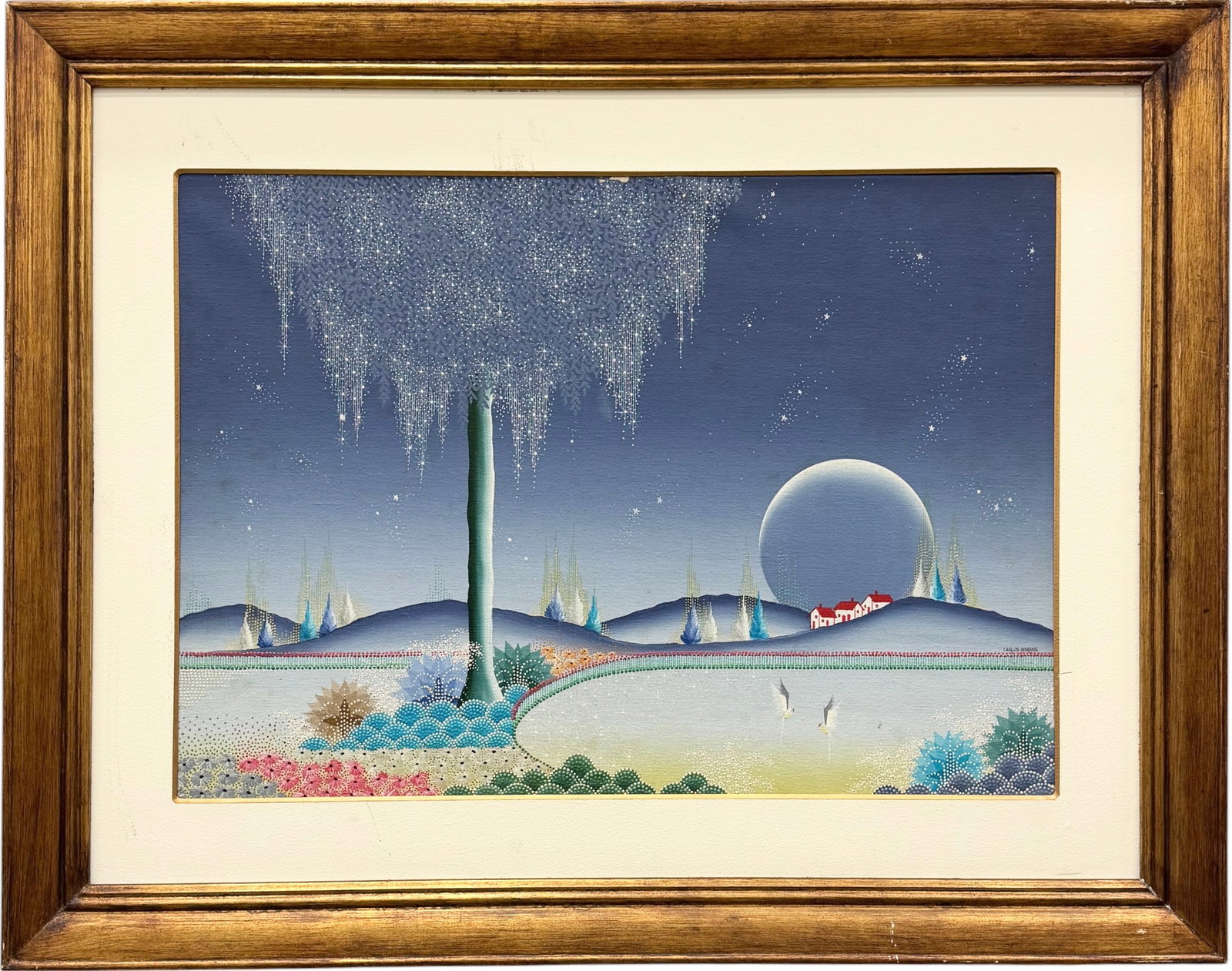CARLOS BORGES (b, 1959, Brazilian) Dream Landcape: Oil painting 28 x 20 in, 37 1/2 x 29 1/2 in (framed).