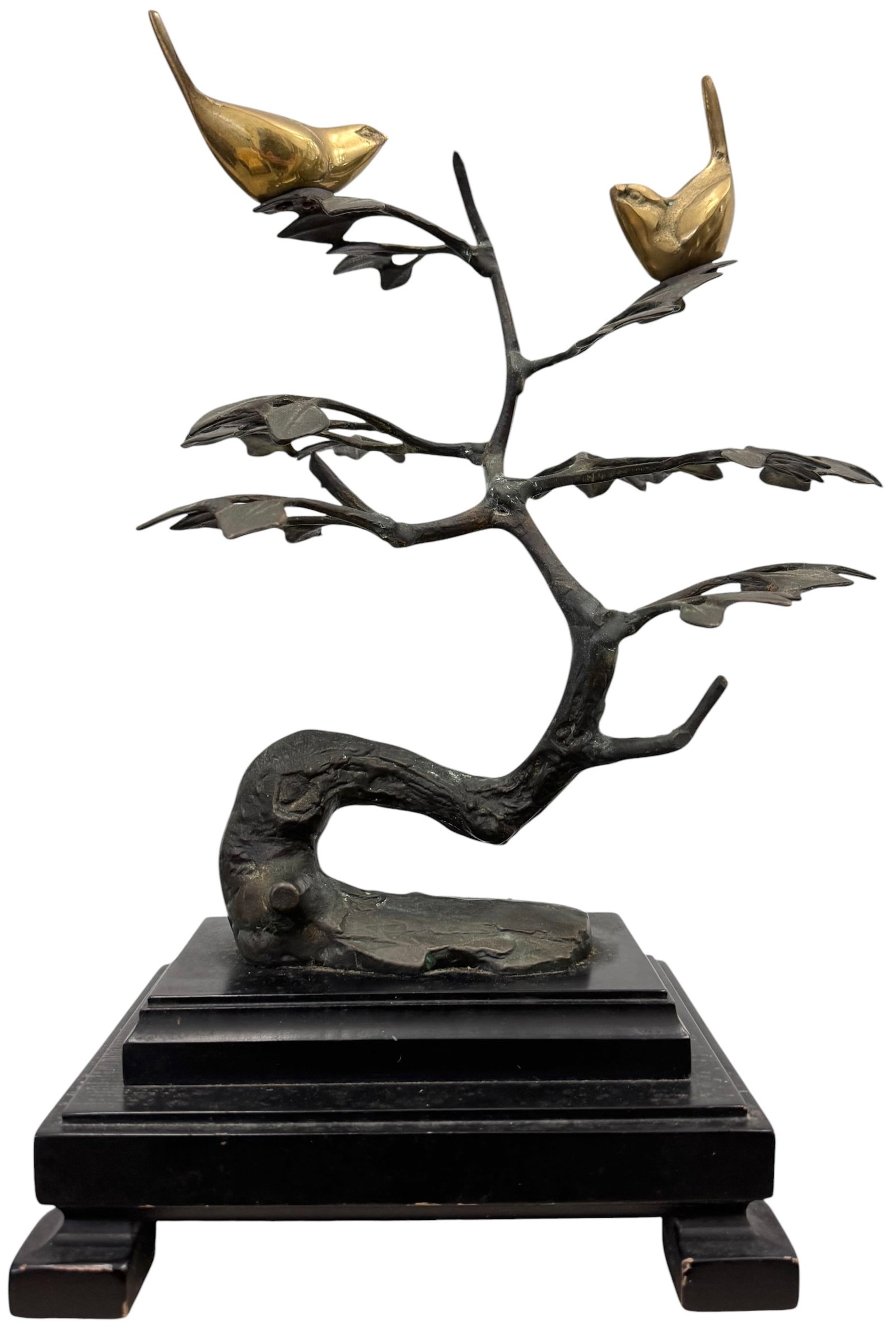 Frederick Cooper, Mid-Century Modern Sculpture "Birds on Tree": 15 x 8 3/4 x 6 3/4 in