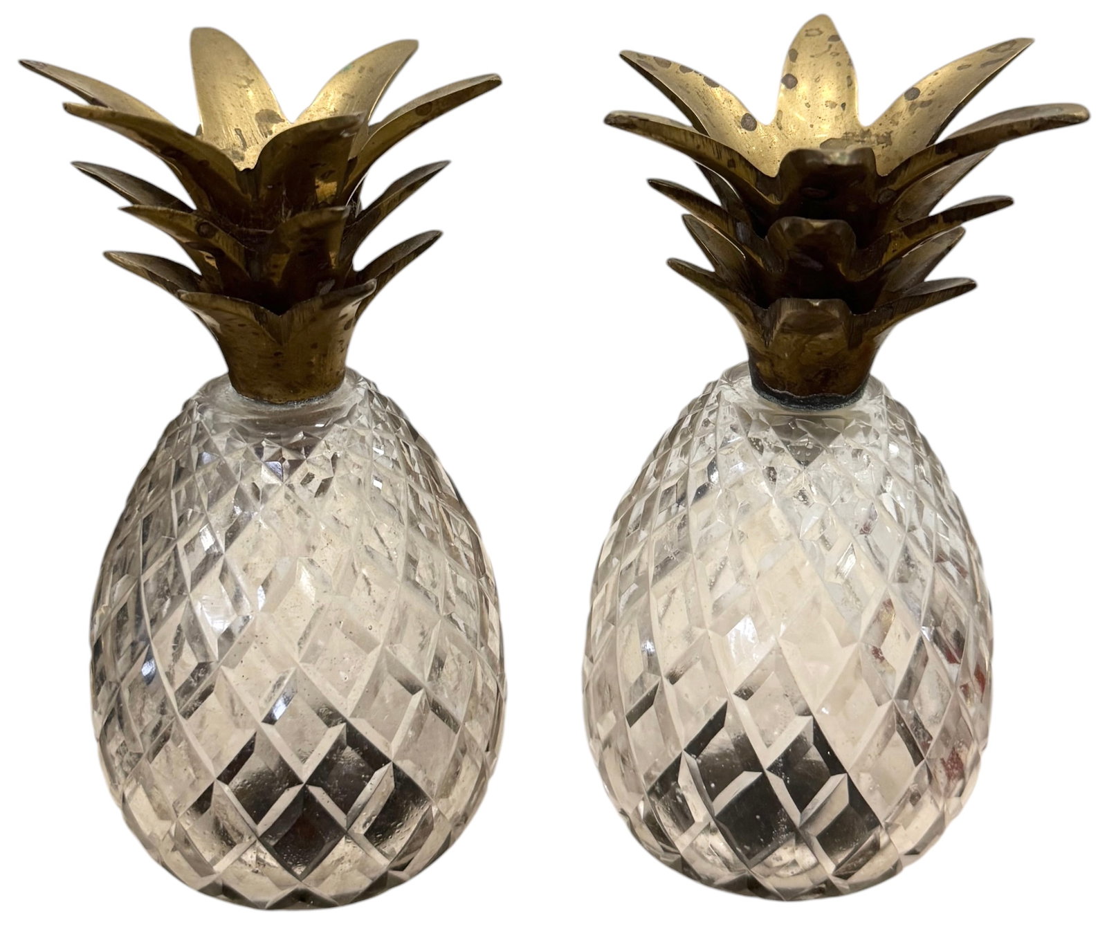 Pair Of Hollywood Regency Style Glass & Brass Candleholders (1 of 2)