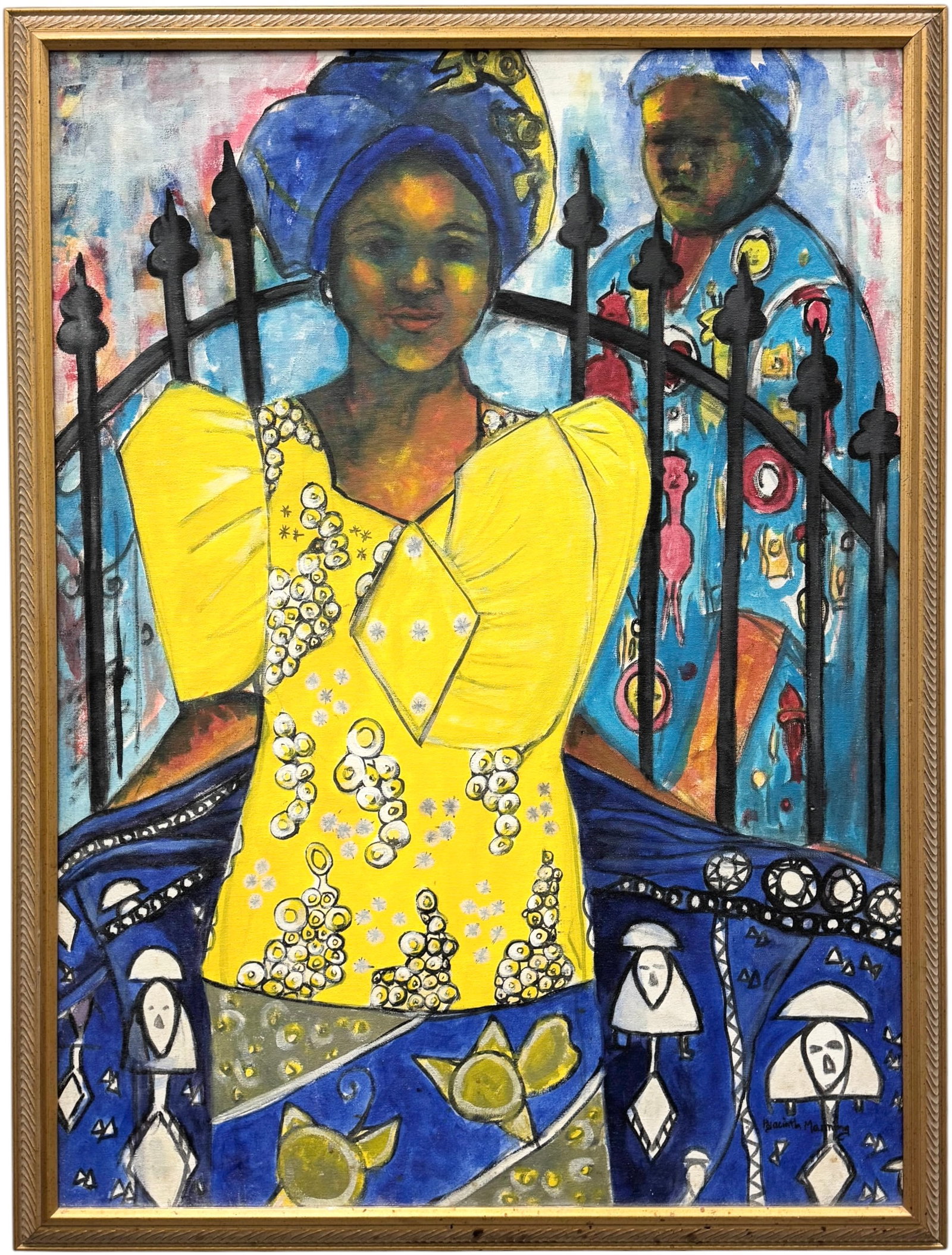 Hyacinth Manning (b. 1954) "Wedding Series" St Augustine FL Black Artist: Oil painting on canvas 38 x 28 in, 41 x 31 in (framed)