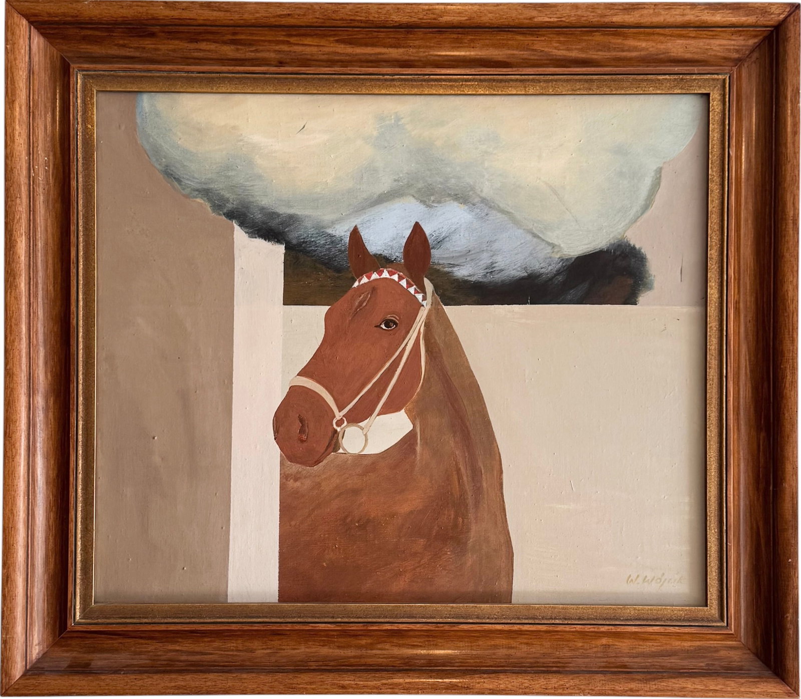 WANDA WOJCIK (b. 1937, Poland) Horse: Oil painting on canvas 21 3/4 x 18 in, 27 x 23 3/4 in (framed)