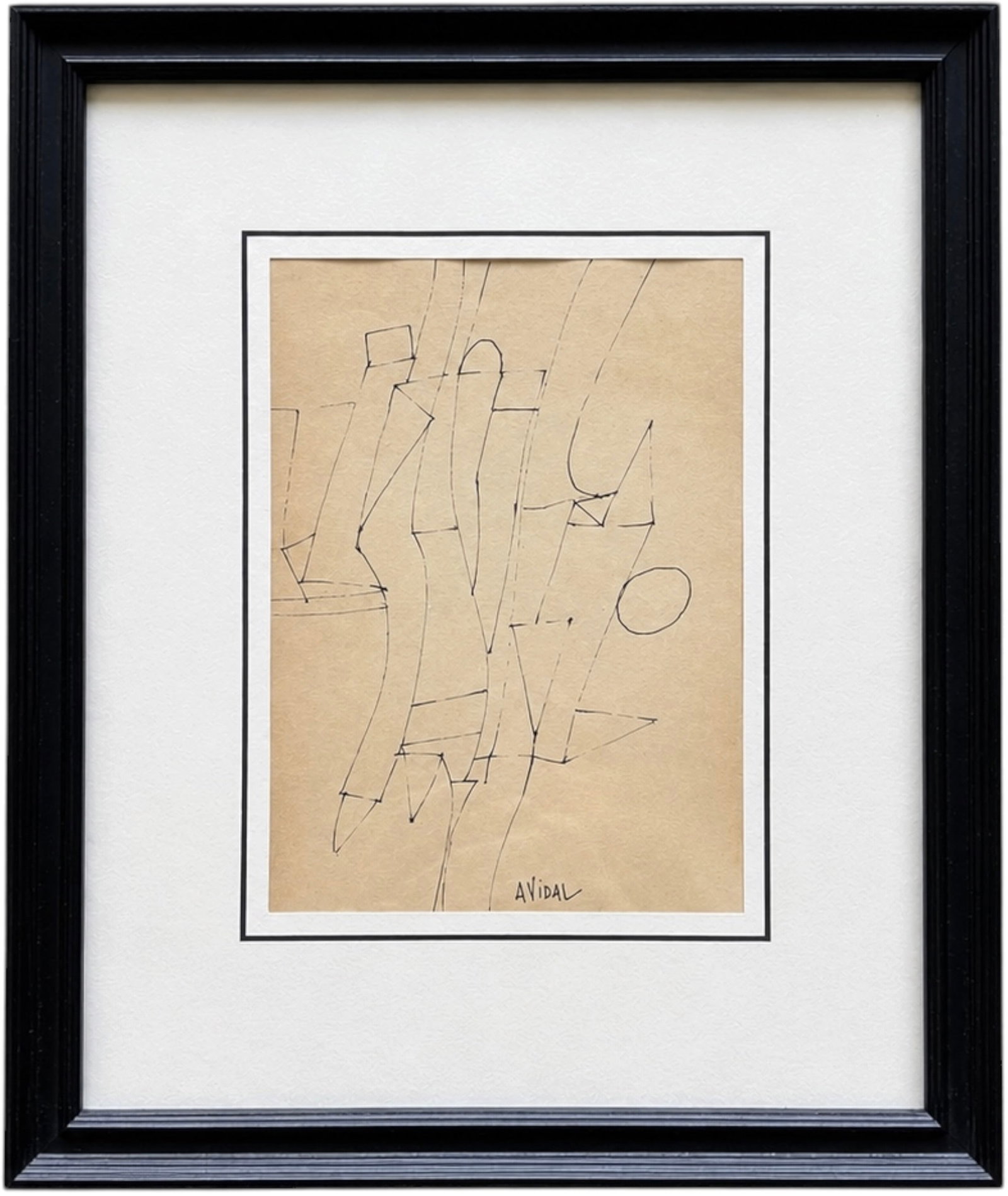 Antonio Vidal Fernandez (Cuban, 1928–2013) Abstract: Ink drawing on paper 7 1/2 x 5 1/2 in, 13 x 11 in (framed)