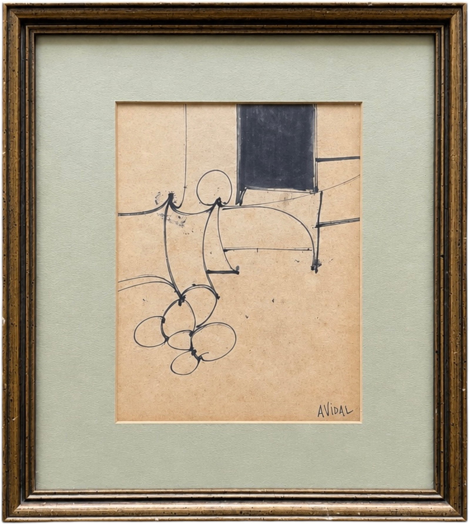 Antonio Vidal Fernandez (Cuban, 1928–2013) Abstract: Marker drawing on paper 8 x 6 1/4 in, 13 1/4 x 11 3/4 in (framed)
