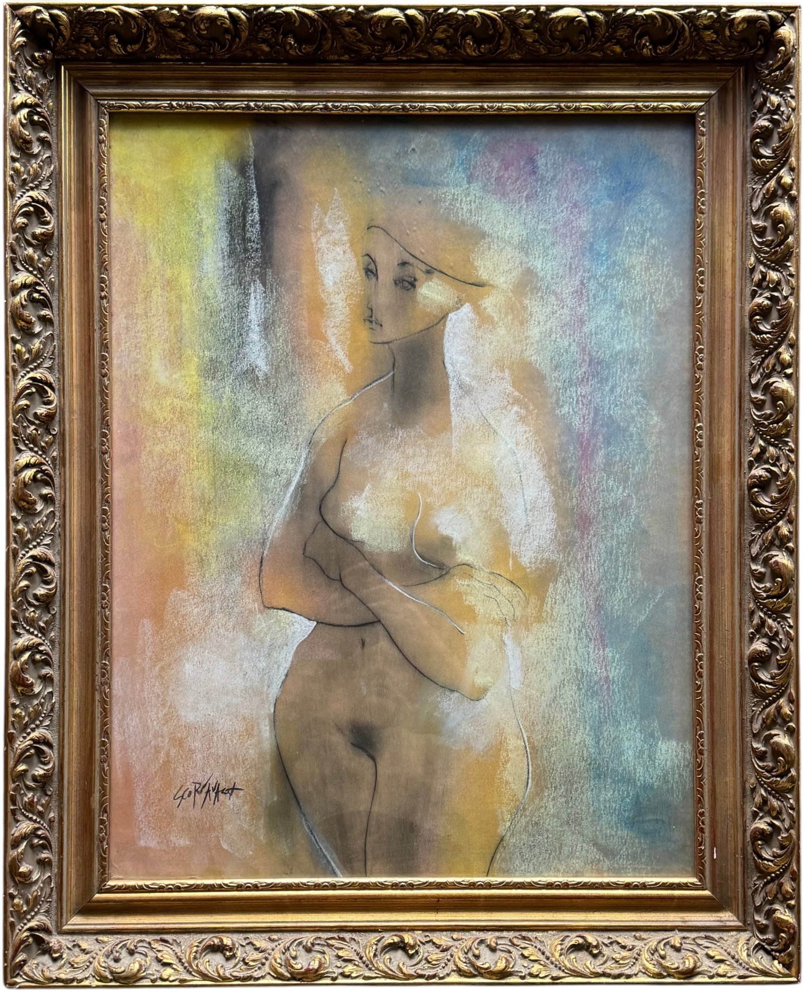 ANTHONY SCORNAVACCA (1926-1986, Miami) Nude Abstract, 1969: Mixed media 31 x 25 in (framed)