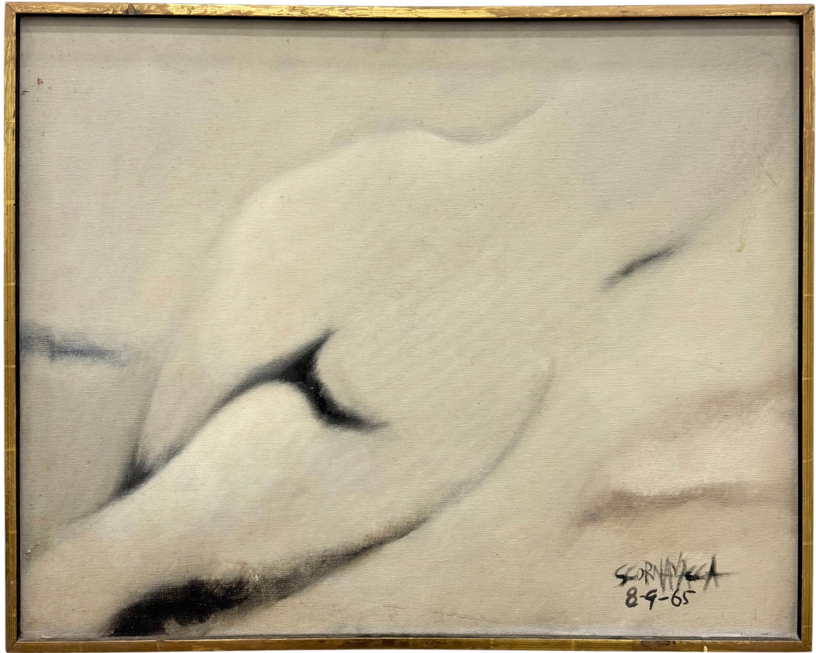 ANTHONY SCORNAVACCA (1926-1986, Miami) Nude Abstract: Oil painting on canvas 30 x 24 in